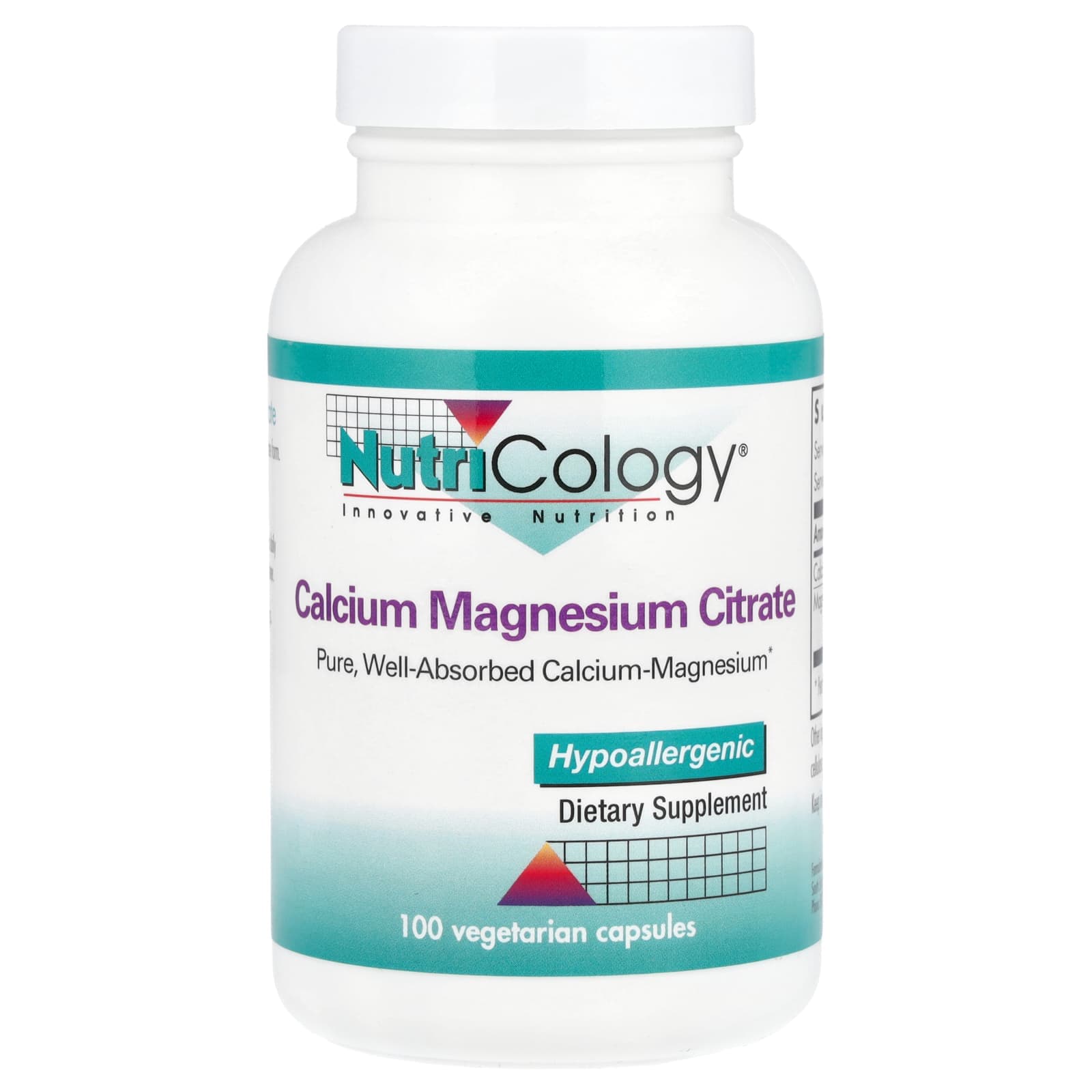 Nutricology Calcium Magnesium Citrate – 100 gélules végétales de Nutricology
