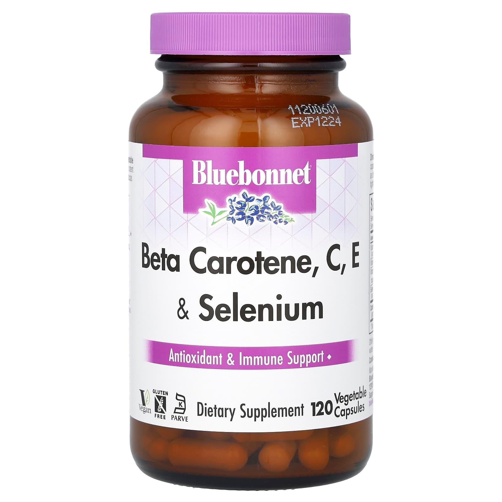 Bluebonnet Nutrition Beta Carotene, C, E & Selenium, 120 Vegetable Capsules de Bluebonnet Nutrition