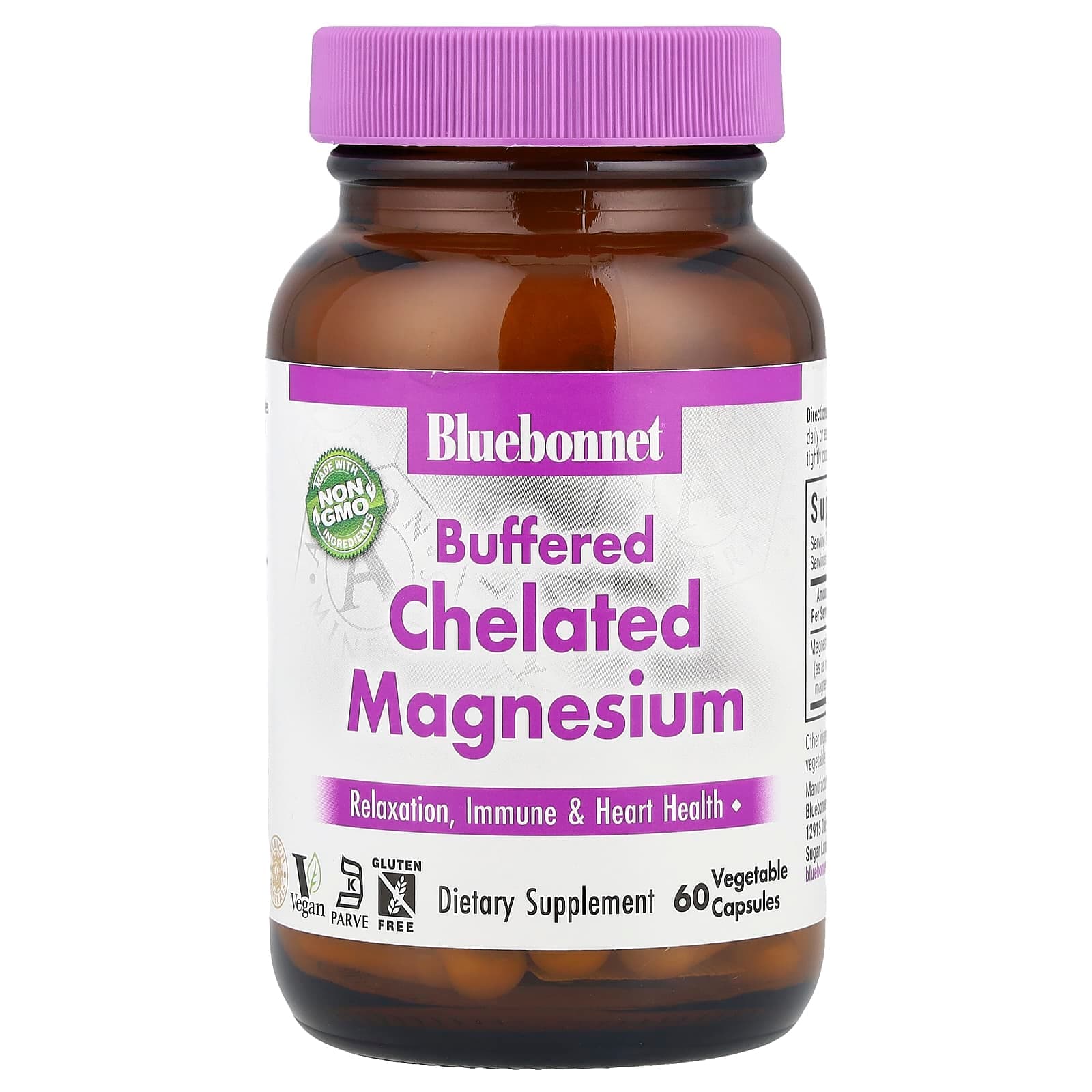 Bluebonnet Nutrition Buffered Chelated Magnesium, 60 Vegetable Capsules (200 mg per Capsule) de Bluebonnet Nutrition
