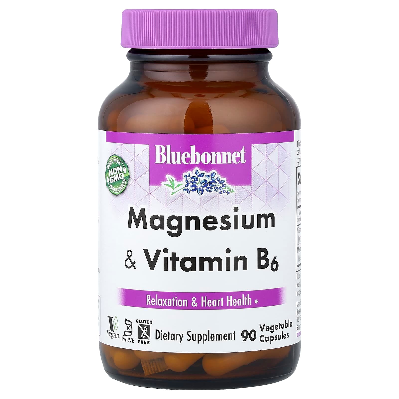 Bluebonnet Nutrition Magnesium & Vitamin B6, 90 Vegetable Capsules de Bluebonnet Nutrition