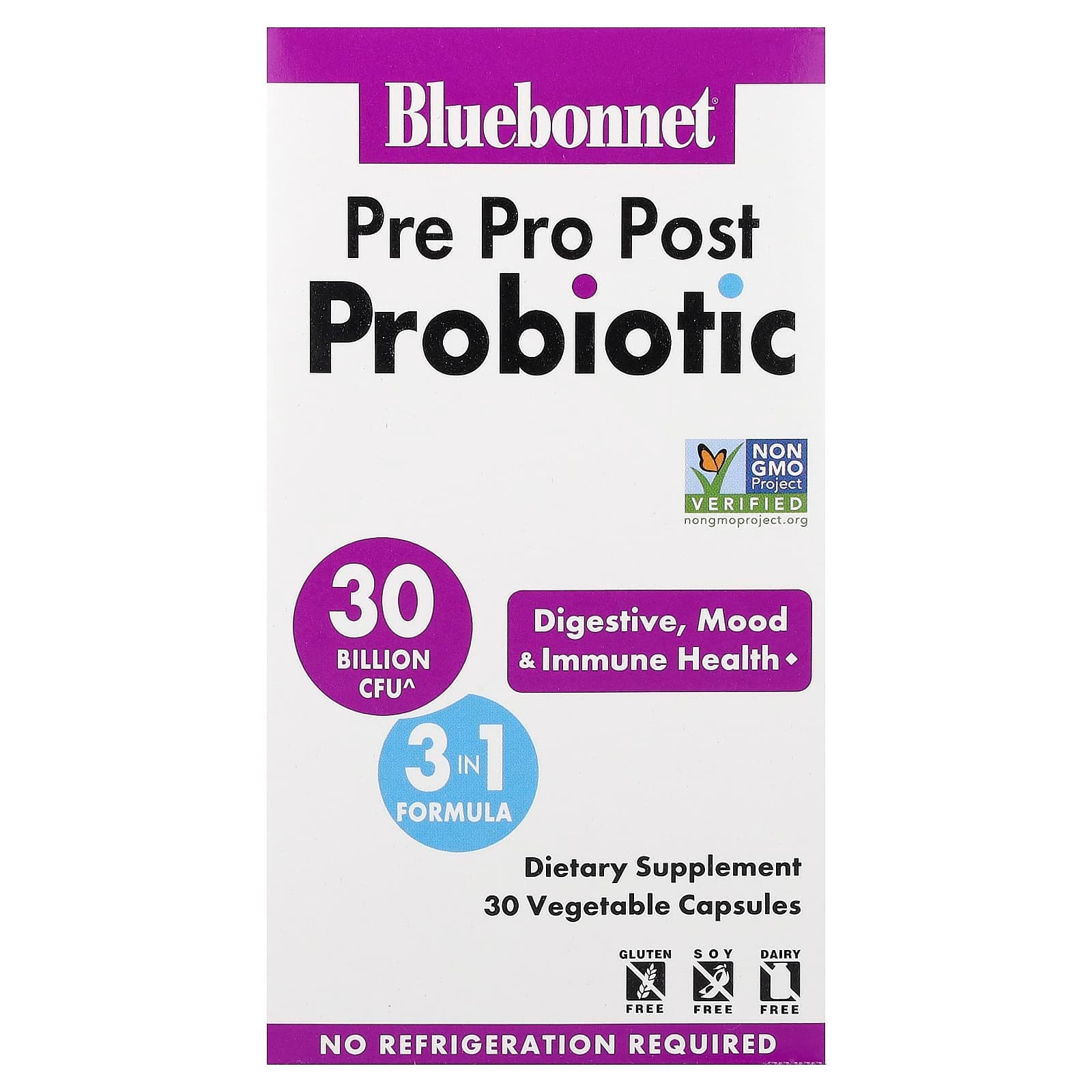 Bluebonnet Nutrition Pre, Pro, Post Probiotic, 30 Vegetable Capsules de Bluebonnet Nutrition