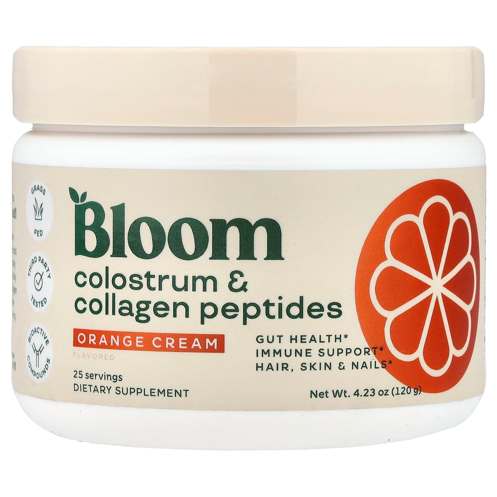 Bloom Colostrum & Collagen Peptides – Orange Cream – 120 g de Bloom