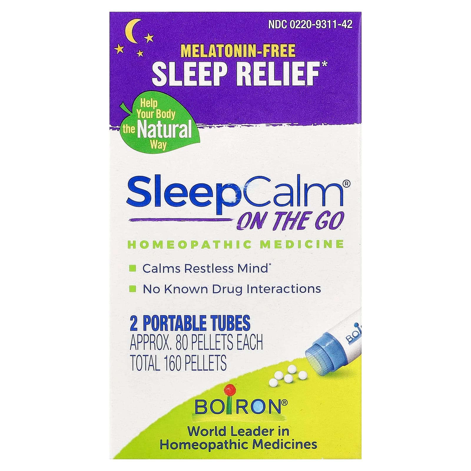 Boiron SleepCalm On The Go, 2 Portable Tubes, 80 Pellets Each de Boiron