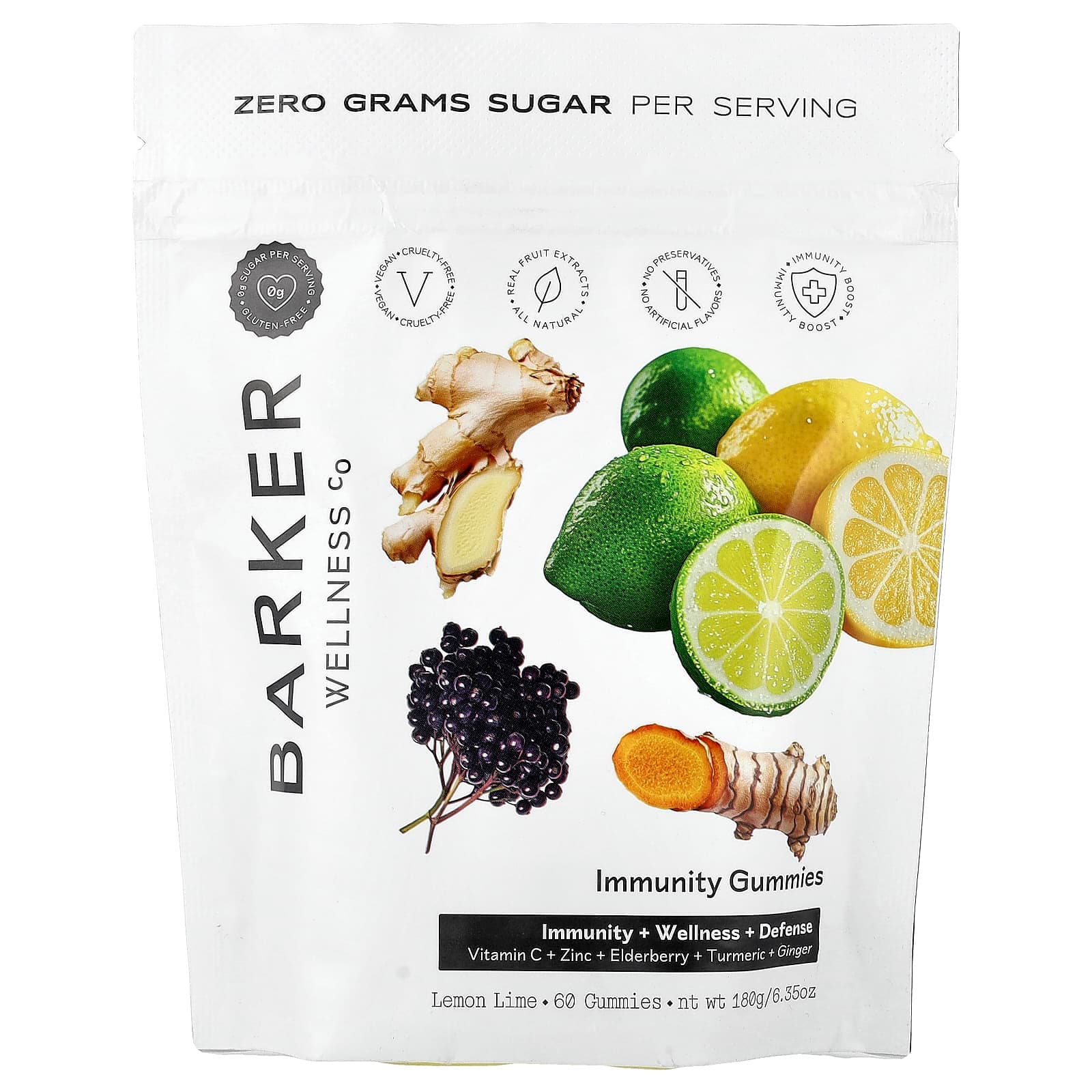 Barker Wellness Co Immunity Gummies – Lemon Lime – 60 gommes de Barker Wellness