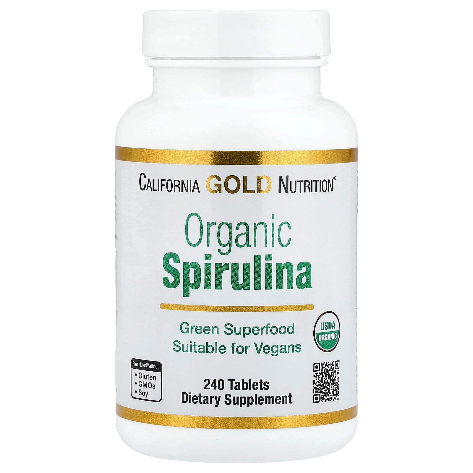 California Gold Nutrition Organic Spirulina – 240 comprimés de California Gold Nutrition