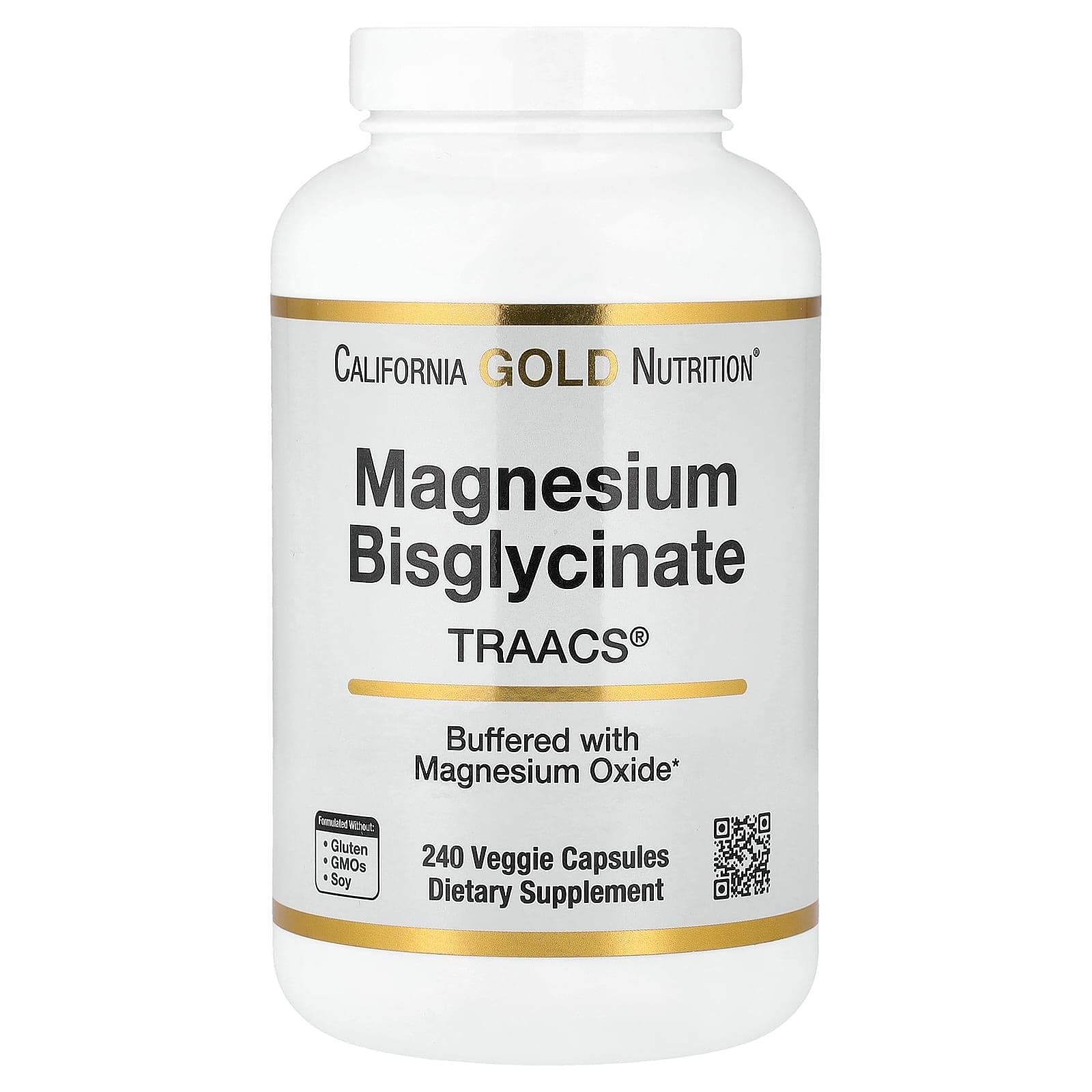 California Gold Nutrition Magnesium Bisglycinate Chelate, Albion TRAACS – 240 gélules végétales de California Gold Nutrition