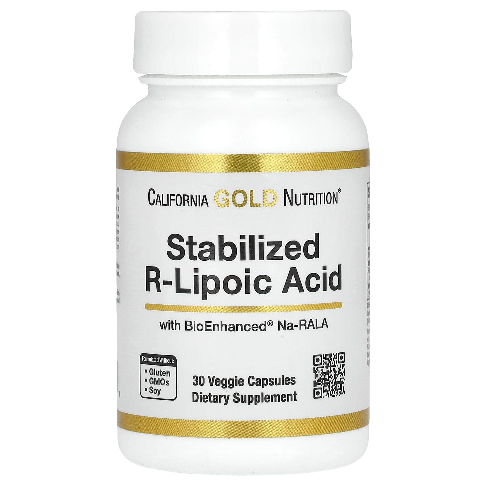 California Gold Nutrition Stabilized R-Lipoic Acid with Biotin – 30 gélules végétales de California Gold Nutrition