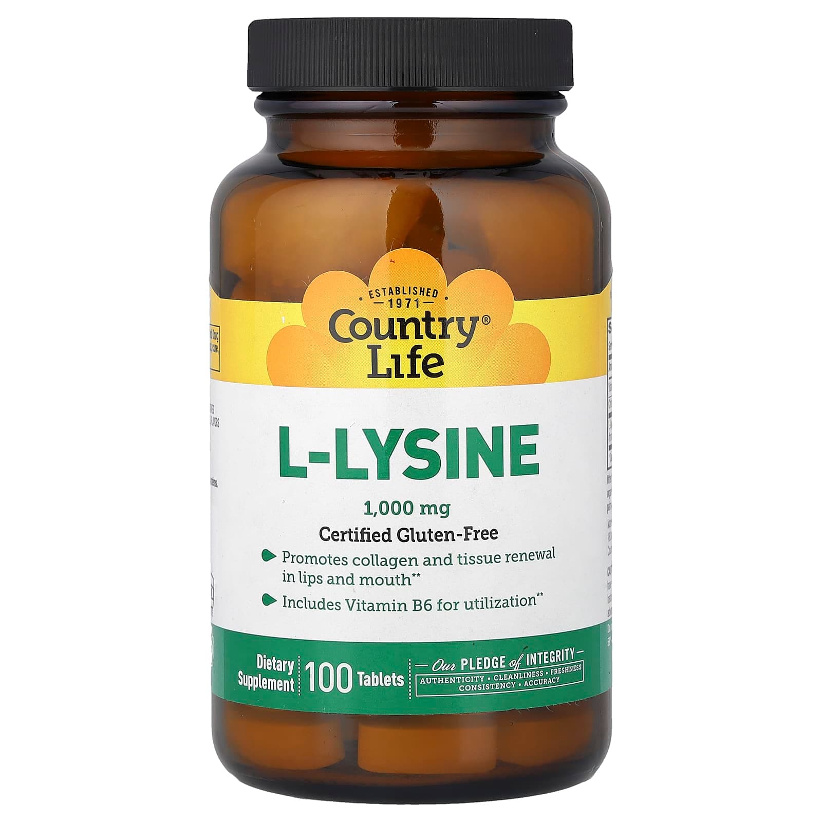 Country Life L-Lysine – 100 comprimés de Country Life