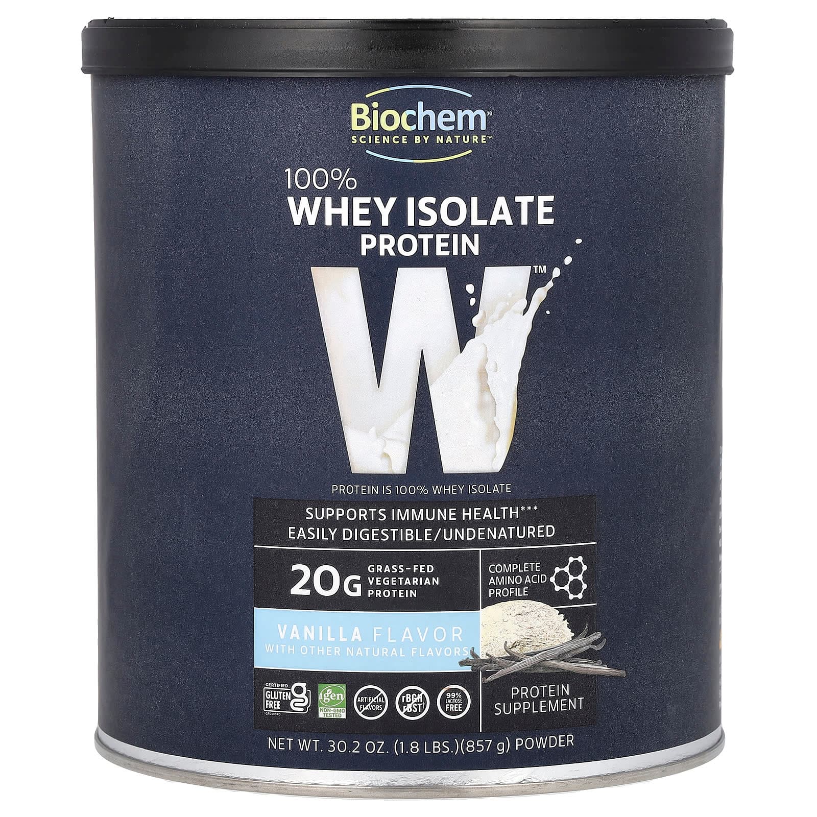 Biochem 100% Whey Isolate Protein Powder – Vanilla – 857 g de Biochem