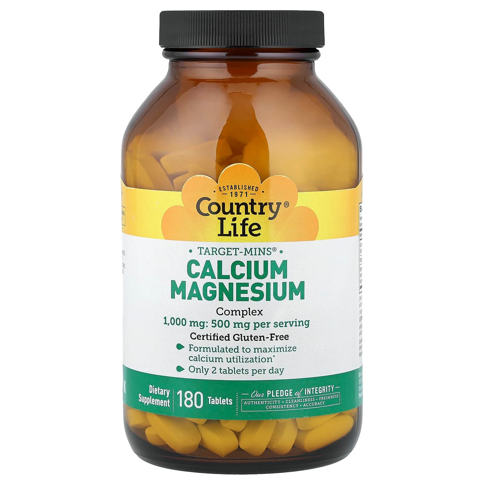 Country Life Target-Mins, Calcium-Magnesium Complex – 180 comprimés de Country Life