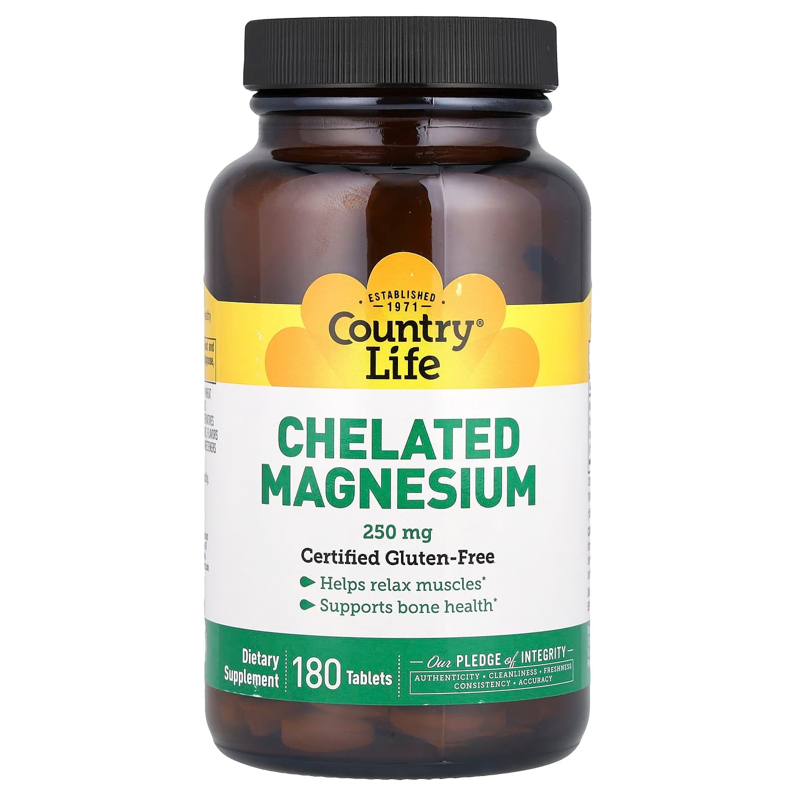 Country Life Chelated Magnesium – 180 comprimés de Country Life