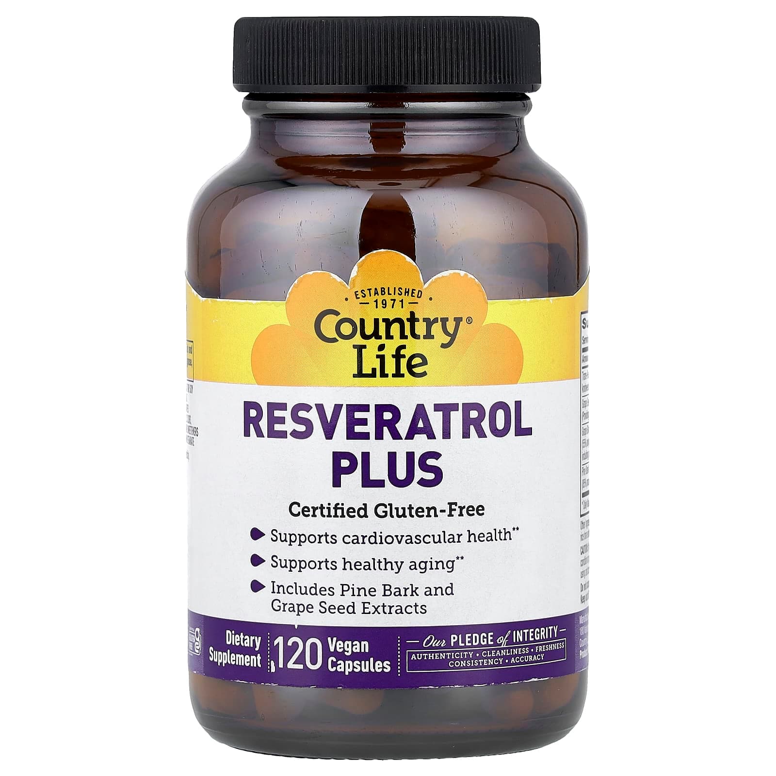 Country Life Resveratrol Plus – 120 gélules véganes de Country Life