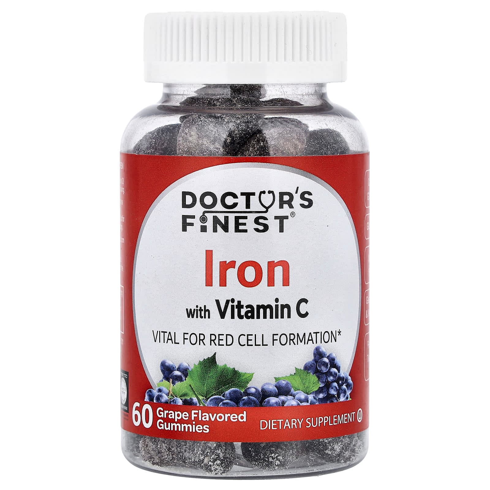 Doctor's Finest Iron with Vitamin C – Grape – 60 gommes de Doctor's Finest