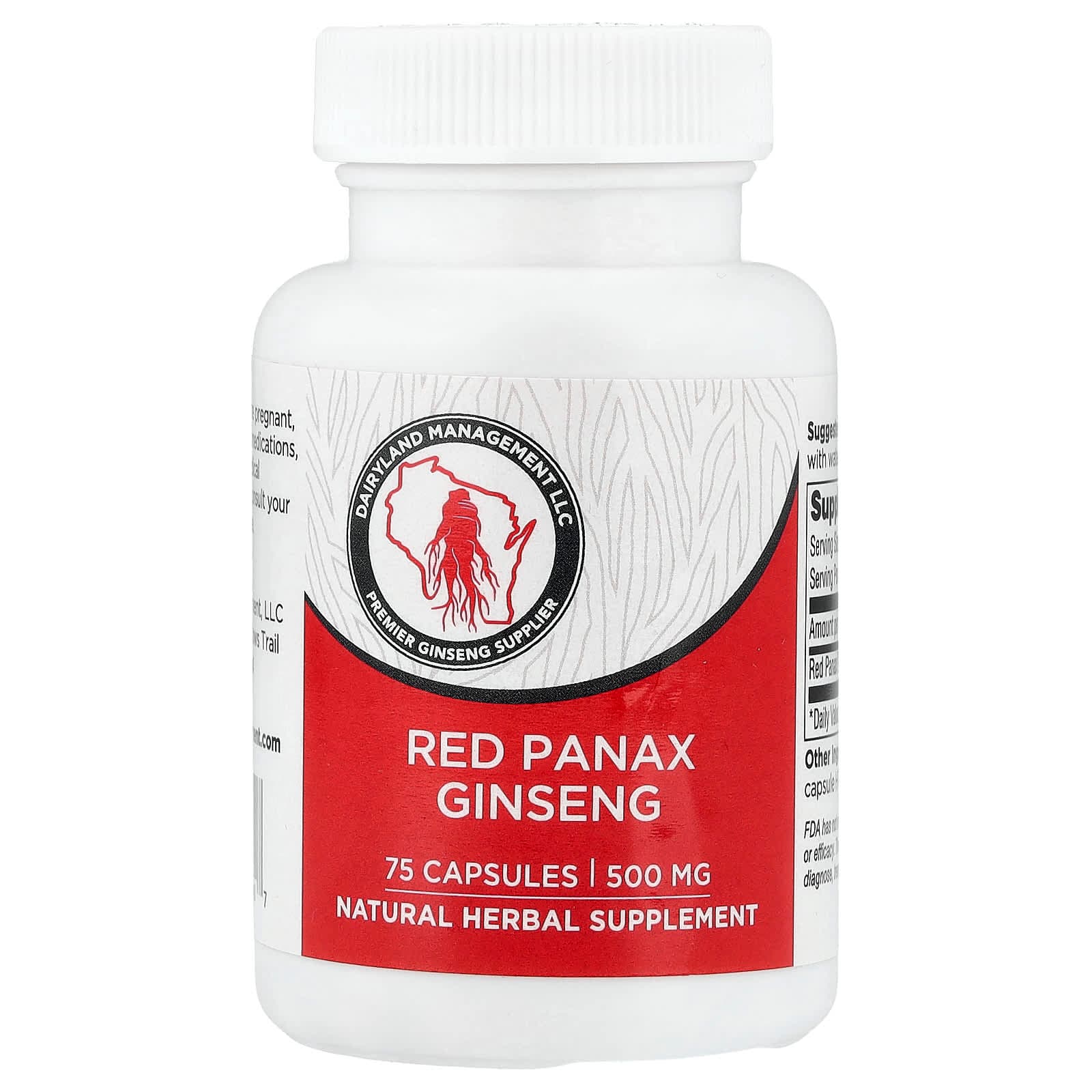 Dairyland Ginseng Red Panax Ginseng – 75 gélules de Dairyland Ginseng