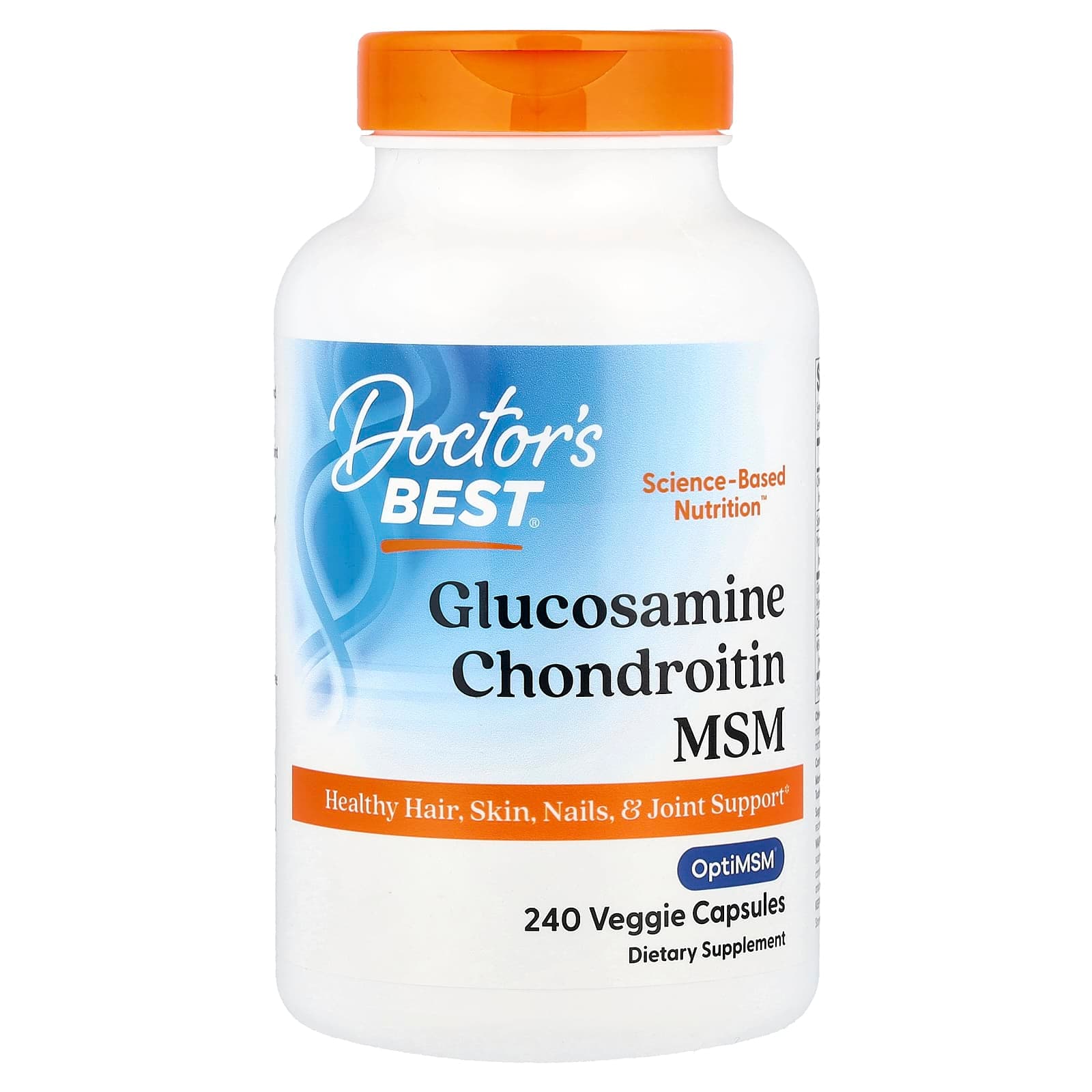 Doctor's Best Glucosamine Chondroitin MSM with OptiMSM – 240 gélules végétales de Doctor's Best