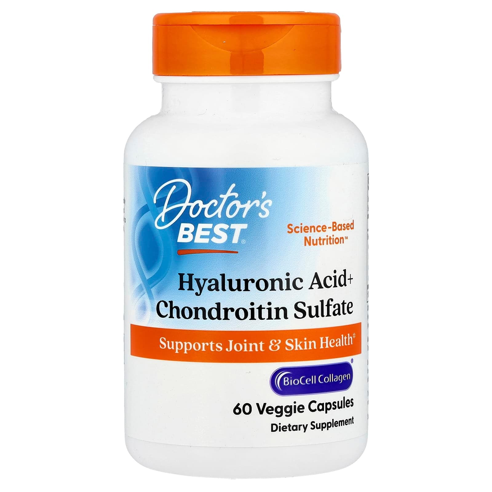 Doctor's Best Hyaluronic Acid + Chondroitin Sulfate with BioCell Collagen – 60 gélules végétales de Doctor's Best