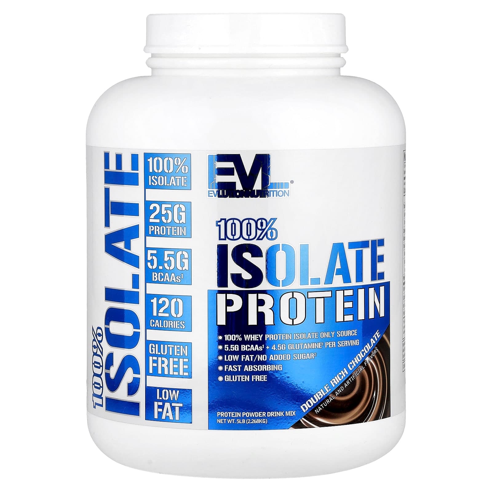 EVLution Nutrition 100% Isolate Protein – Double Rich Chocolate – 2,268 kg de EVLution Nutrition