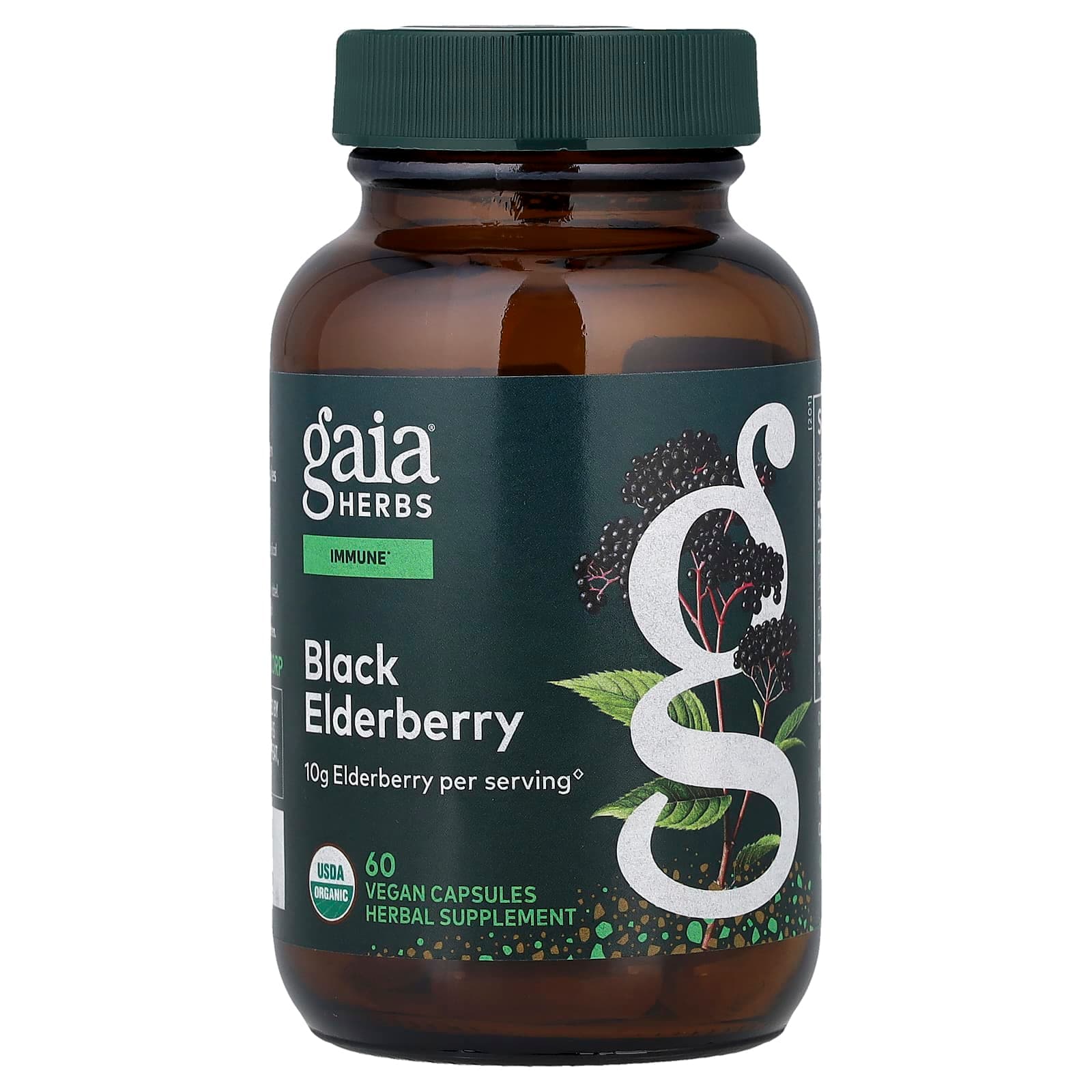 Gaia Herbs Black Elderberry – Black Elderberry – 60 gélules véganes de Gaia Herbs