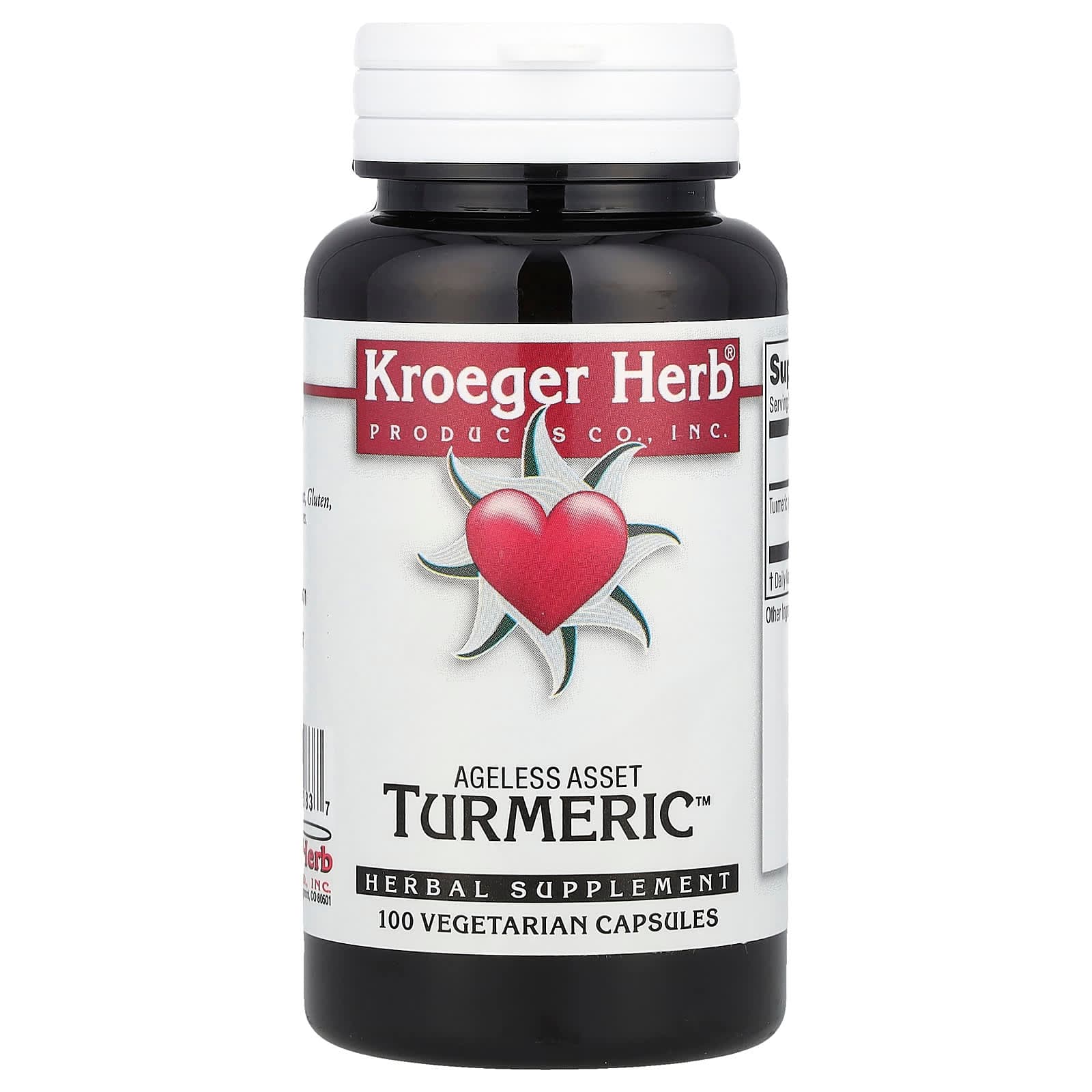Kroeger Herb Co Ageless Asset Turmeric – 100 gélules végétales de Kroeger Herb
