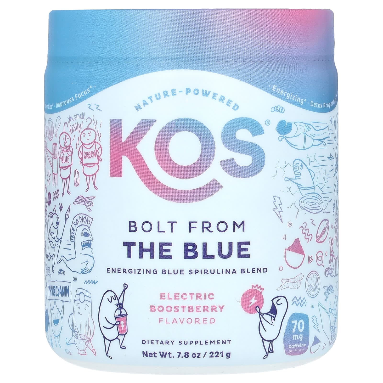 KOS Bolt From The Blue, Energizing Blue Spirulina Blend – Electric Boostberry – 221 g de KOS