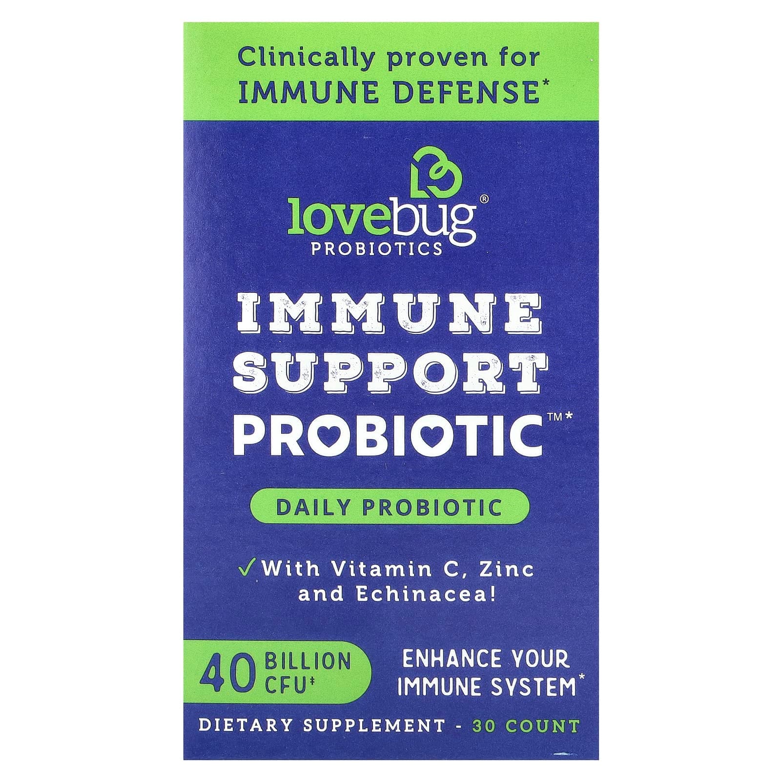 LoveBug Probiotics Immune Support Probiotic, Daily Probiotic – 30 gélules de LoveBug Probiotics