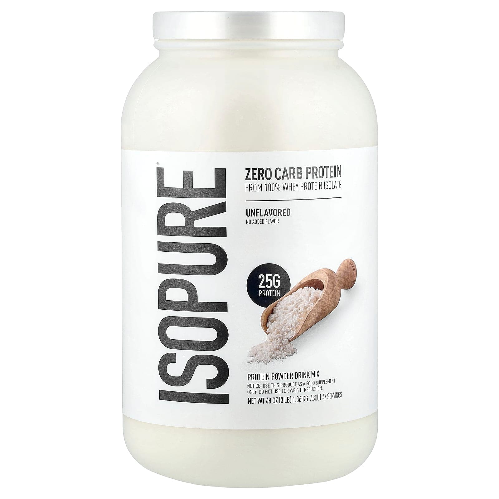 Isopure Zero Carb Protein Powder – Sans arôme – 1,36 kg de Isopure