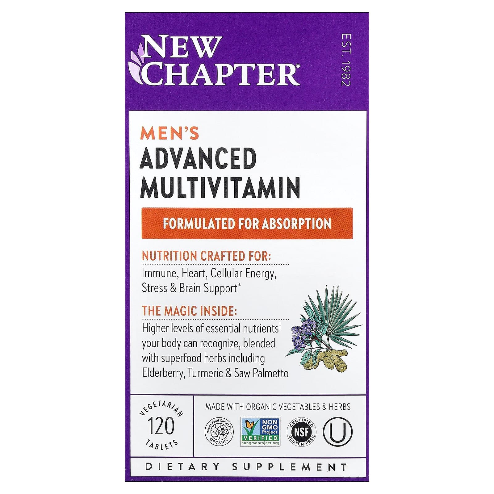 New Chapter Men's Advanced Multivitamin, 120 Vegetarian Tablets de New Chapter