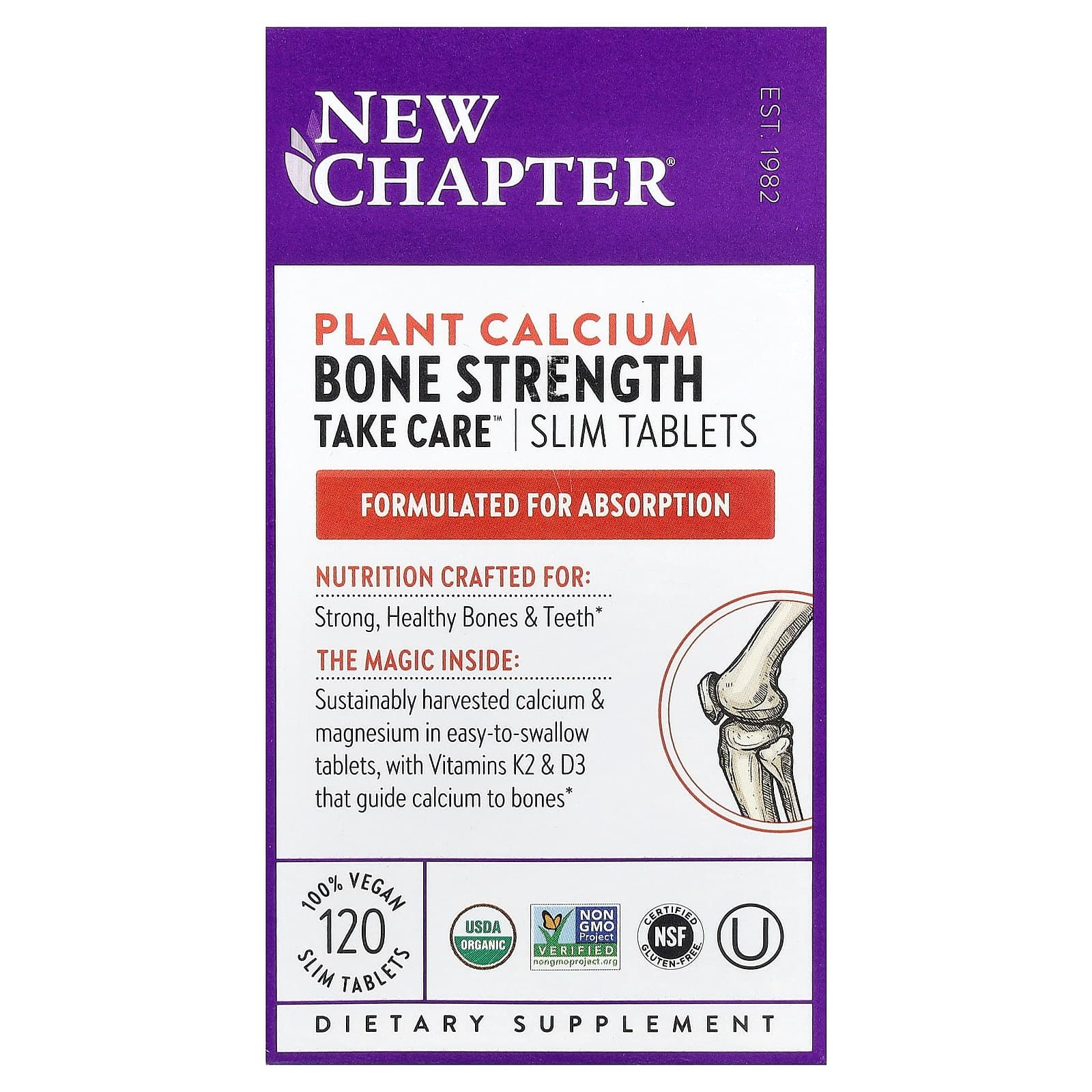 New Chapter Plant Calcium, Bone Strength Take Care, 120 Vegan Slim Tablets de New Chapter