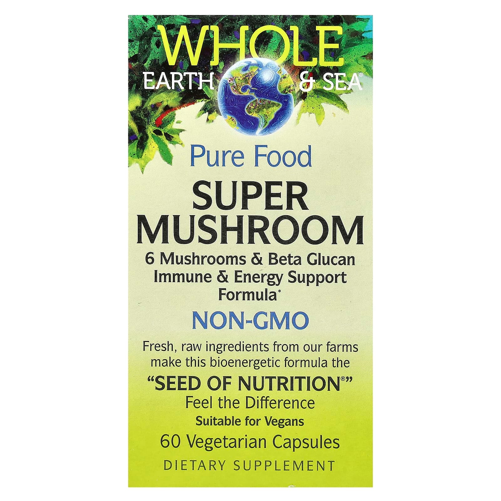Natural Factors Whole Earth & Sea, Super Mushroom – 60 gélules végétales de Natural Factors