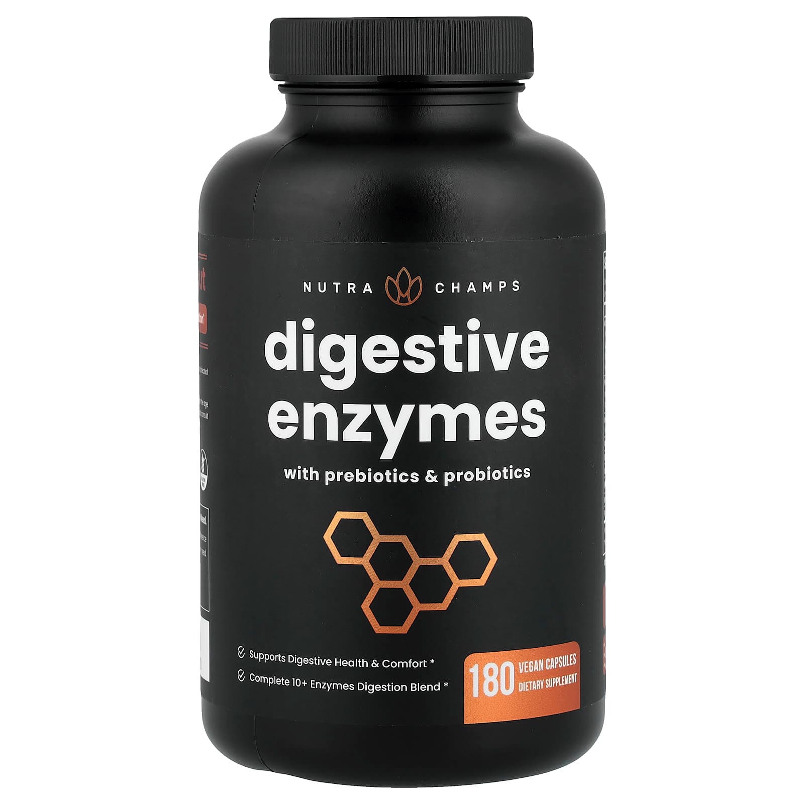 NutraChamps Digestive Enzymes with Prebiotics & Probiotics – 180 gélules véganes de NutraChamps