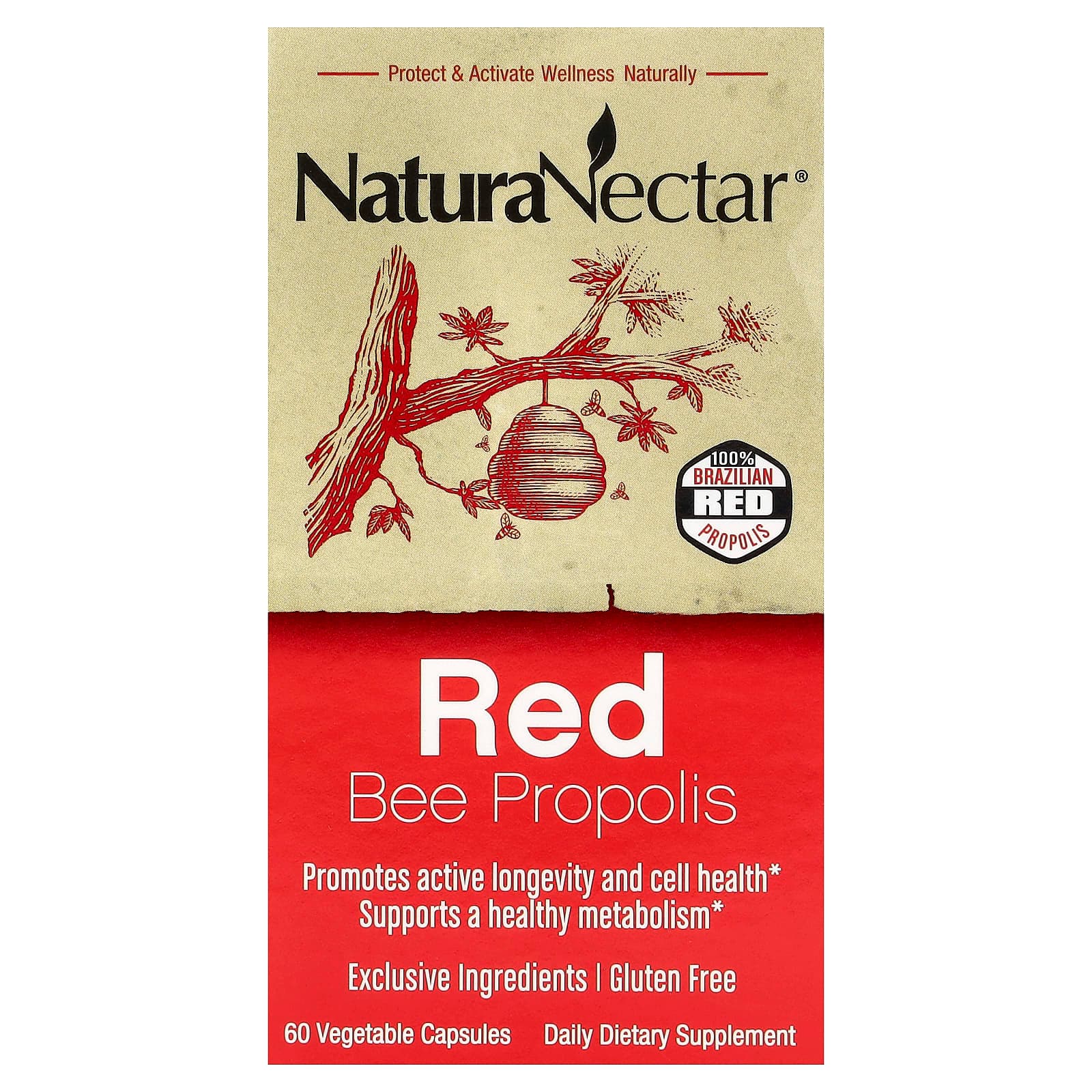 NaturaNectar Red Bee Propolis, 60 Vegetable Capsules de NaturaNectar