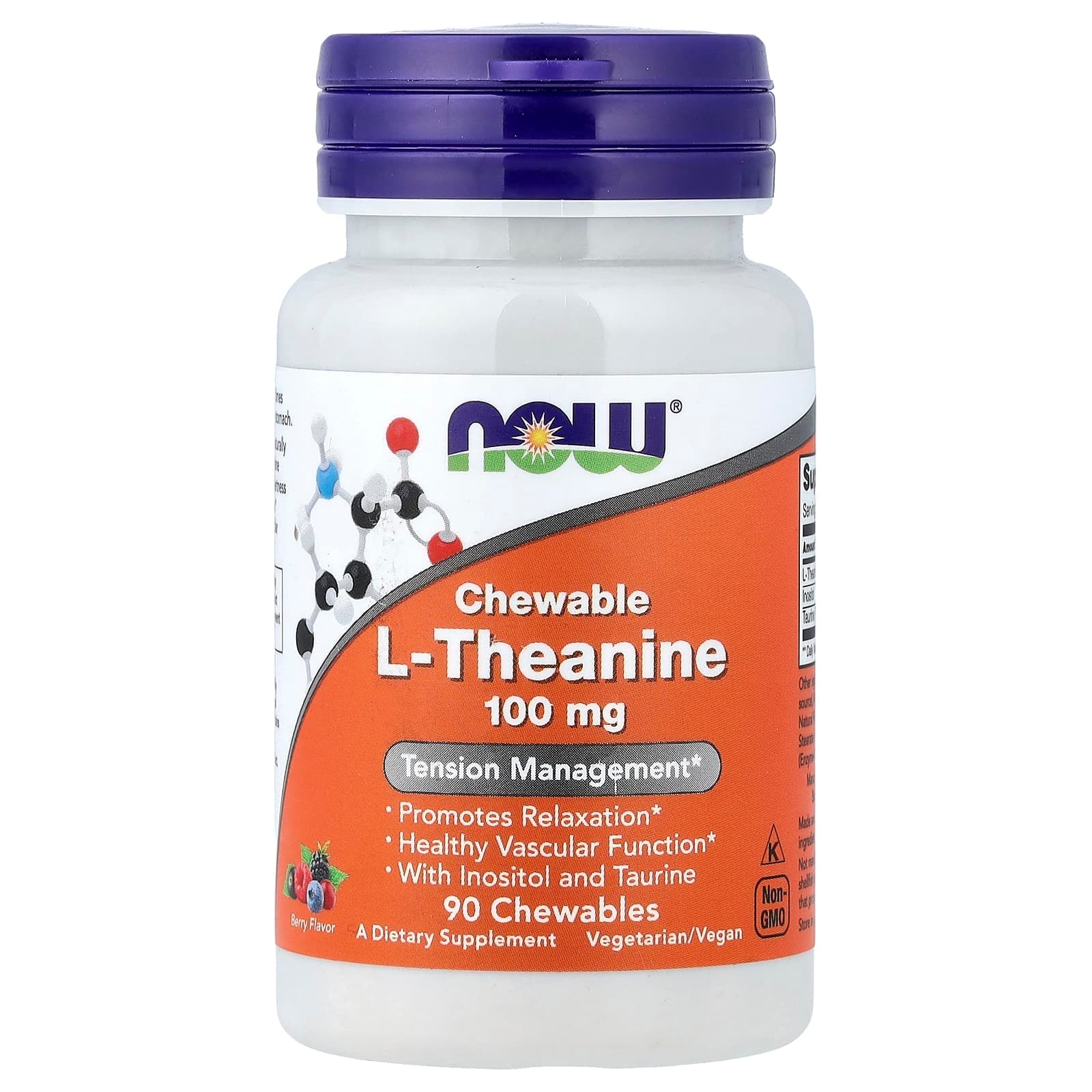 NOW Foods Chewable L-Theanine, 90 Chewables – Berry de NOW Foods