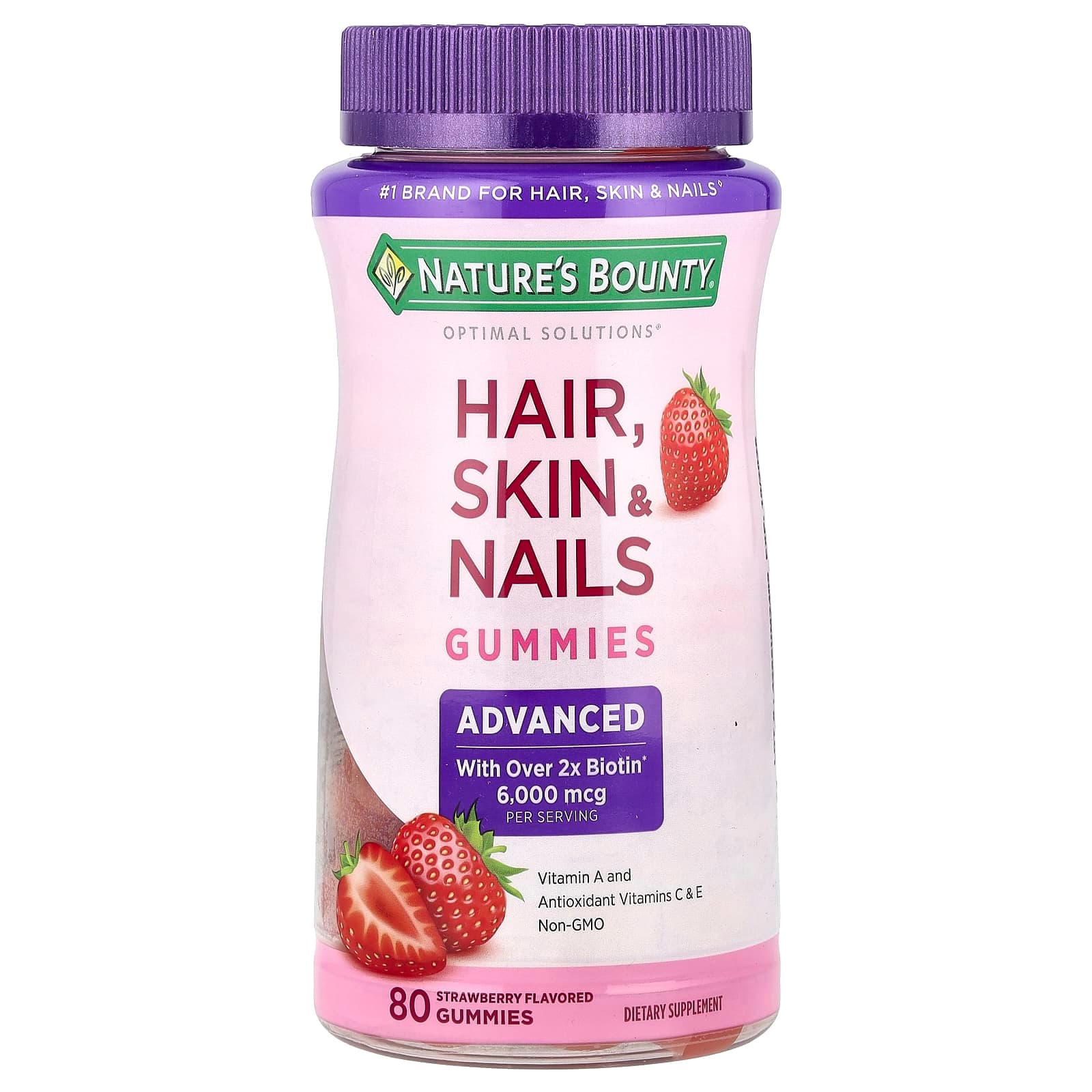 Nature's Bounty Advanced Hair, Skin, & Nails Gummies – Strawberry – 80 gommes de Nature's Bounty