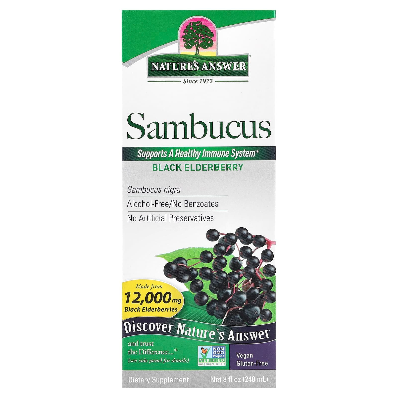 Nature's Answer Sambucus, Alcohol-Free – Black Elderberry – 240 ml de Nature's Answer