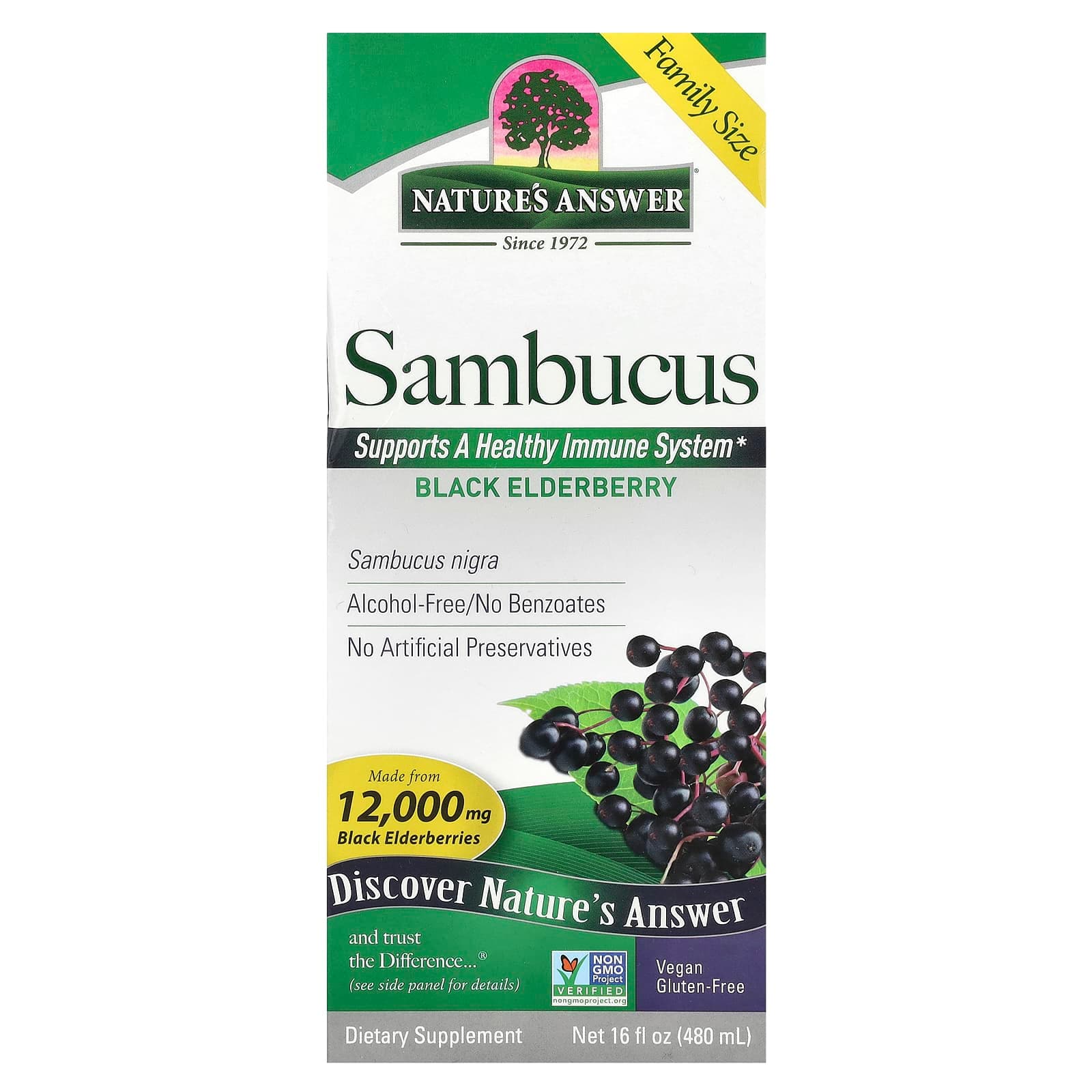 Nature's Answer Sambucus, Alcohol-Free – Black Elderberry – 480 ml de Nature's Answer