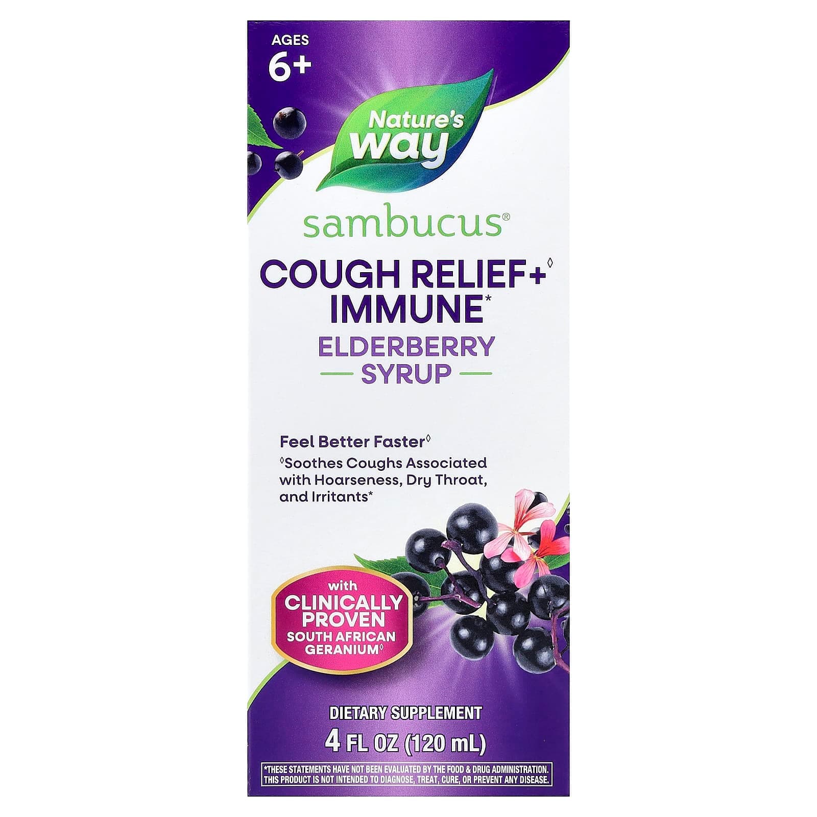 Nature's Way Cough Relief + Immune Syrup, Sambucus – 120 ml de Nature's Way