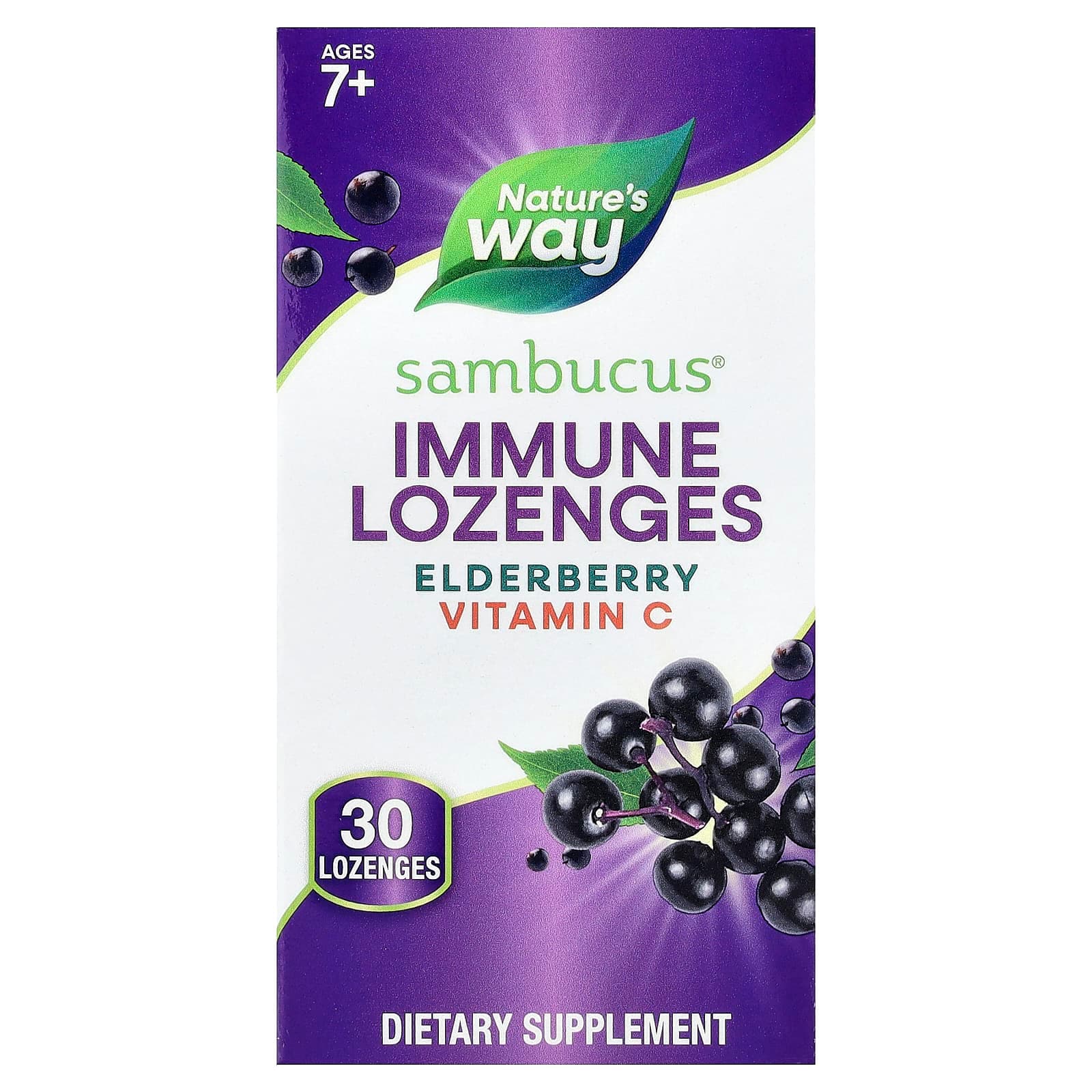 Nature's Way Sambucus Immune Lozenges – Elderberry + Vitamin C – 30 pastilles de Nature's Way