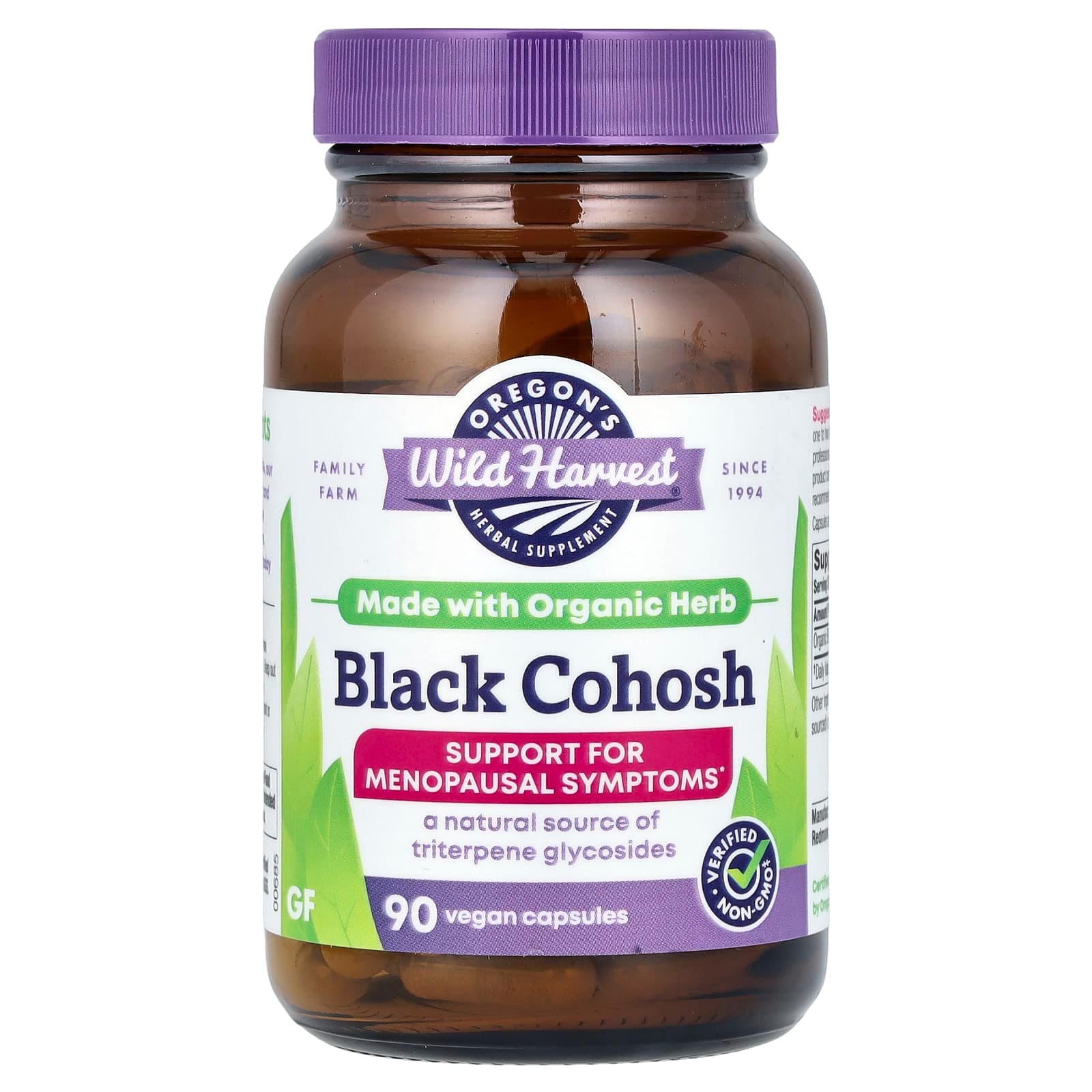 Oregon's Wild Harvest Black Cohosh – 90 gélules véganes de Oregon's Wild Harvest