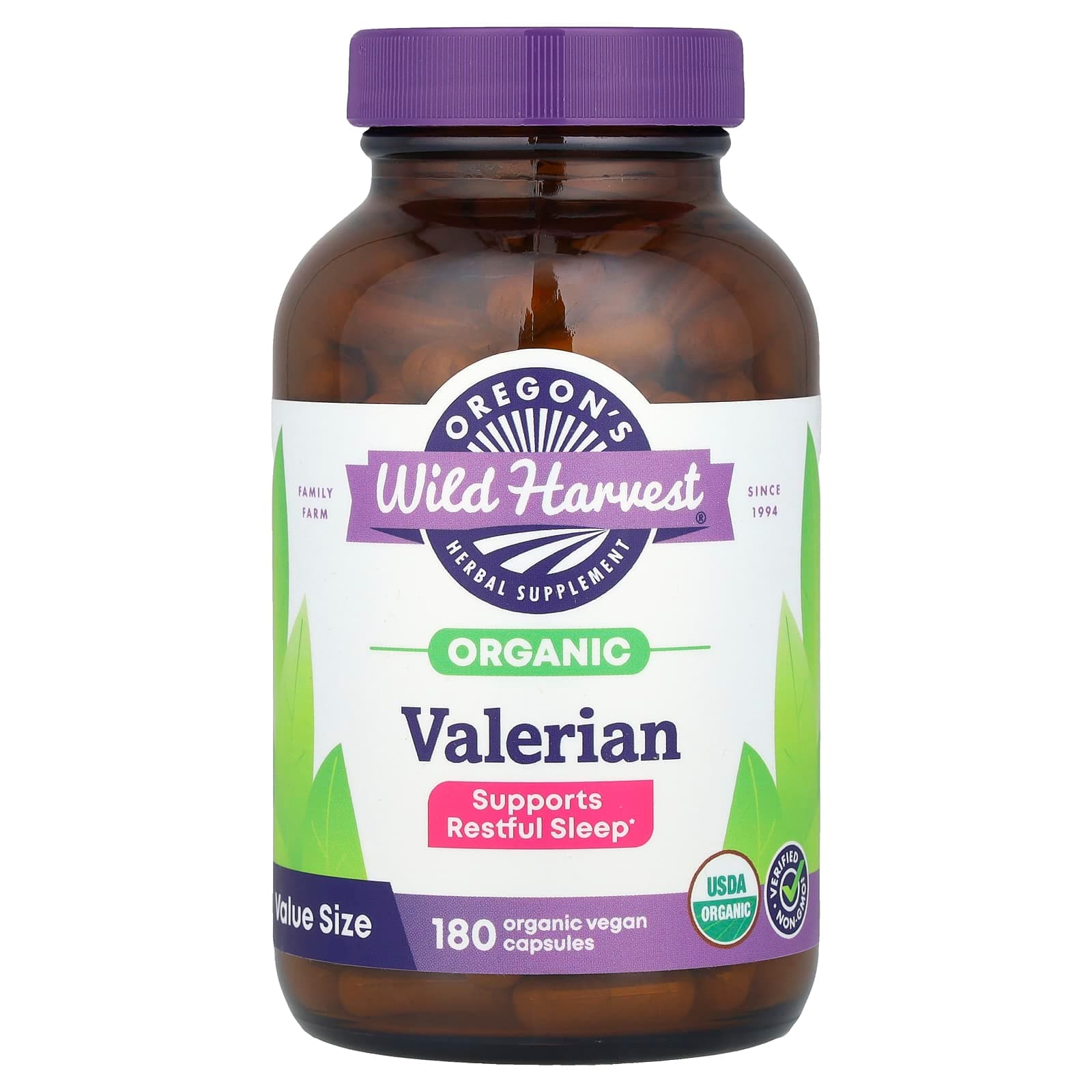 Oregon's Wild Harvest Organic Valerian – 180 gélules véganes de Oregon's Wild Harvest