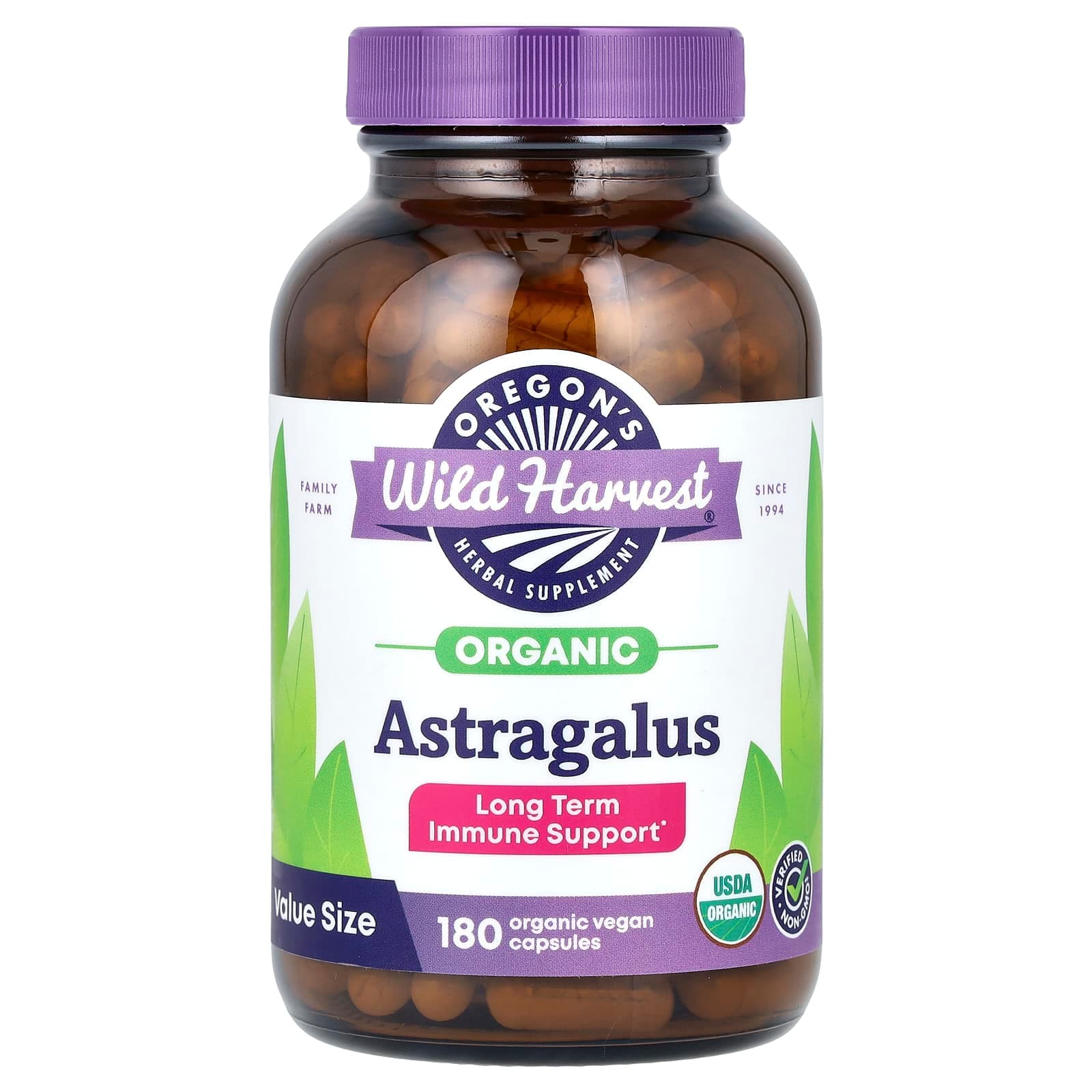 Oregon's Wild Harvest Organic Astragalus, 180 Organic Vegan Capsules (375 mg per Capsule) de Oregon's Wild Harvest