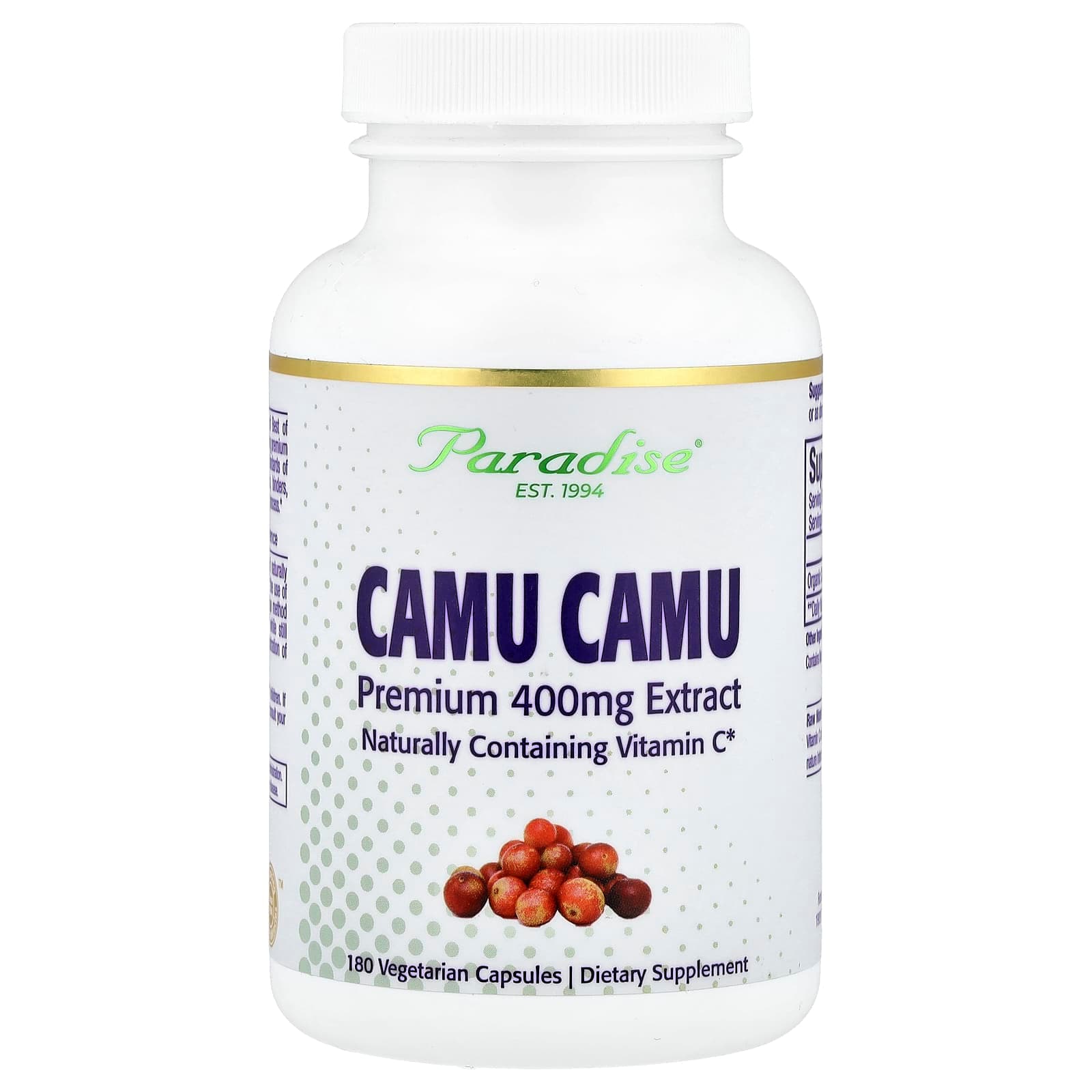 Paradise Herbs Camu Camu Premium Extract – 180 gélules végétales de Paradise Herbs