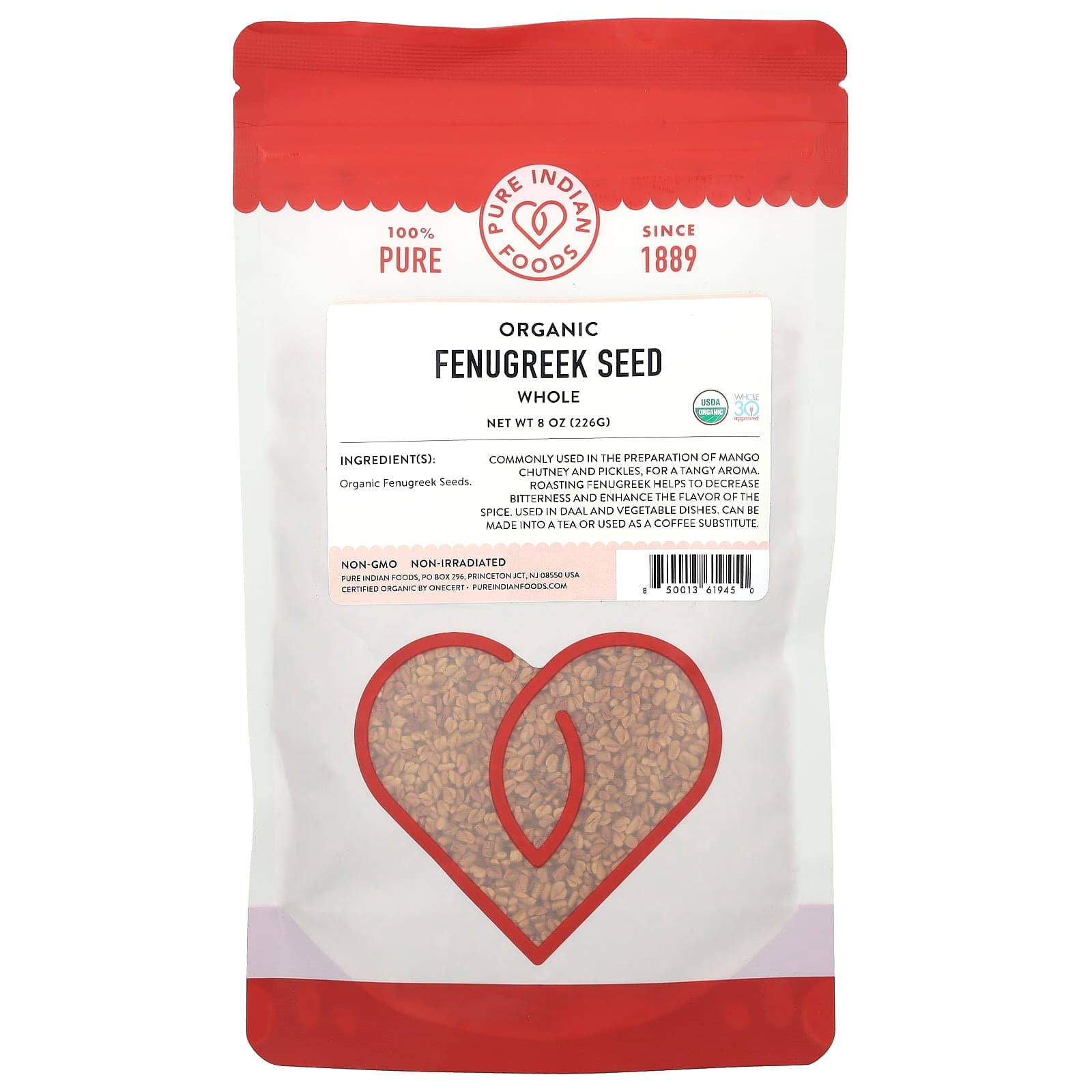 Pure Indian Foods Organic Fenugreek Seed, Whole – 226 g de Pure Indian Foods