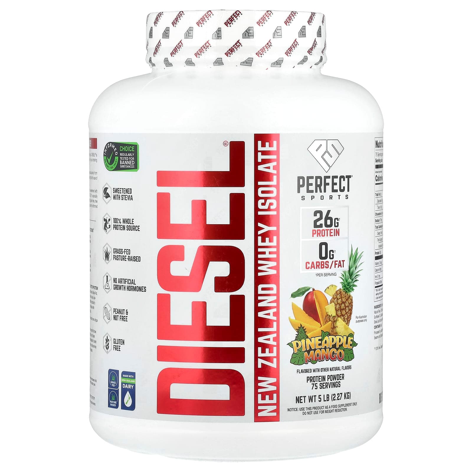 PERFECT Sports Diesel, New Zealand Whey Isolate – Pineapple Mango – 2,27 kg de PERFECT Sports