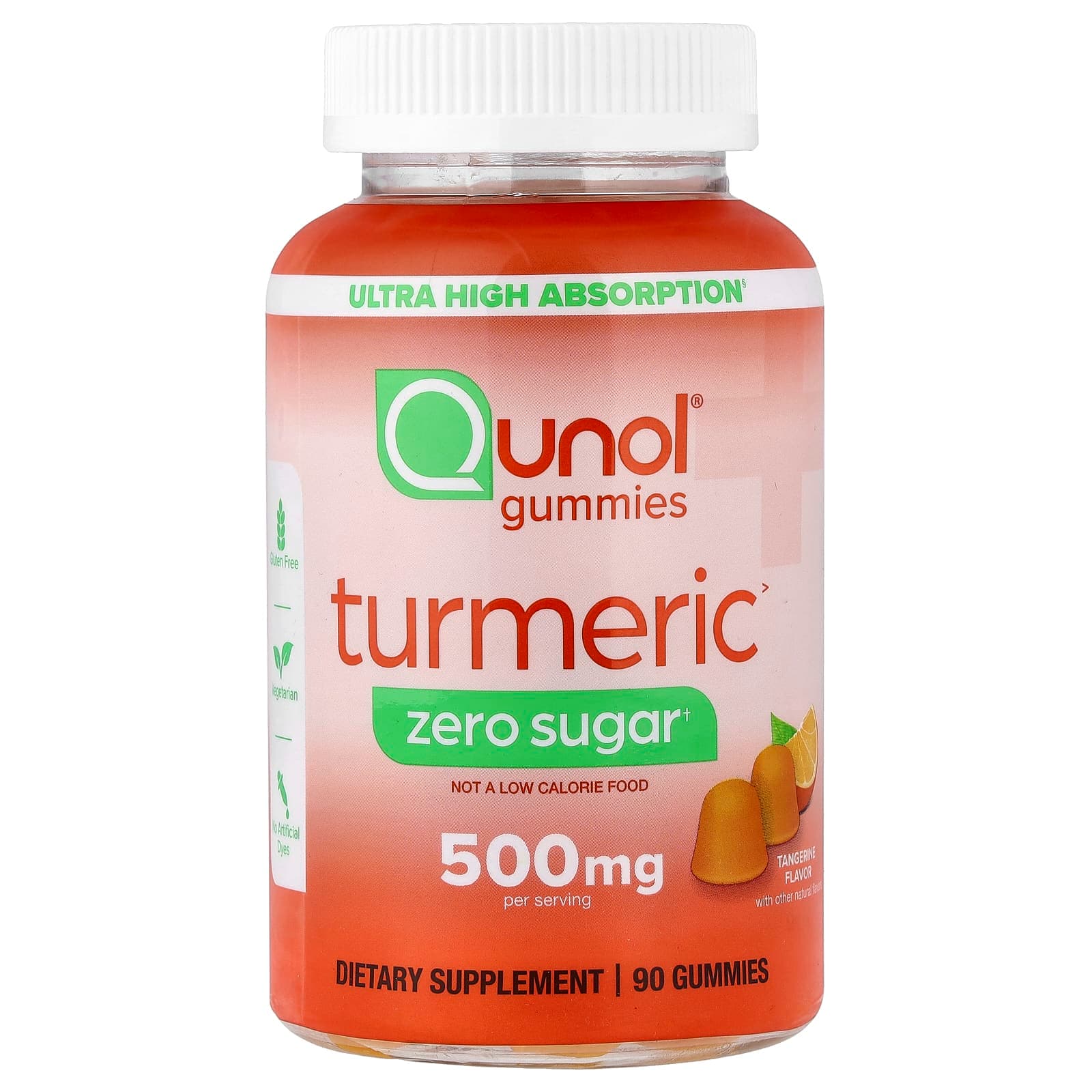 Qunol Turmeric Gummies, Tangerine, Zero Sugar – 90 gommes de Qunol