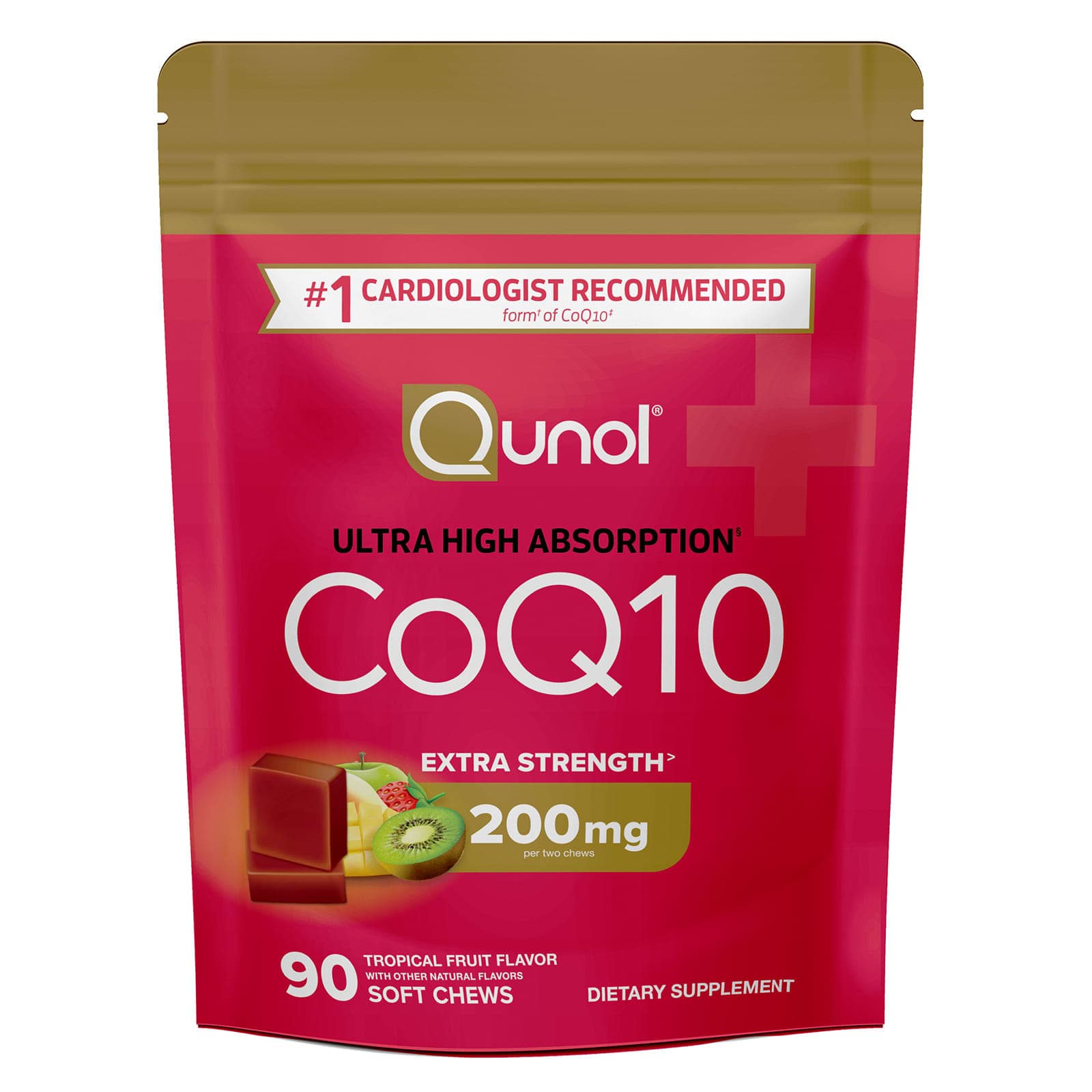 Qunol CoQ10, 90 Soft Chews (100 mg per Soft Chew) – Tropical Fruit de Qunol