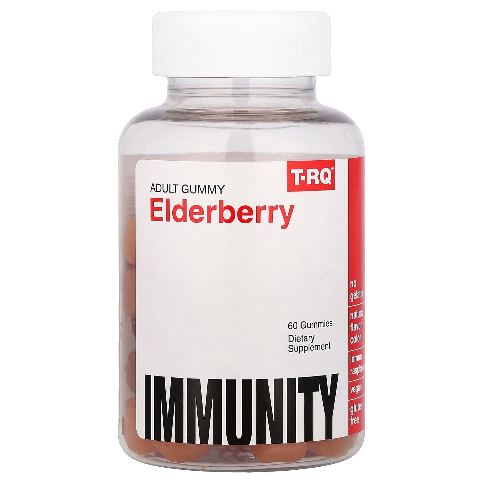 T-RQ Adult Gummy, Lemon Raspberry – Elderberry – 60 gommes de T-RQ