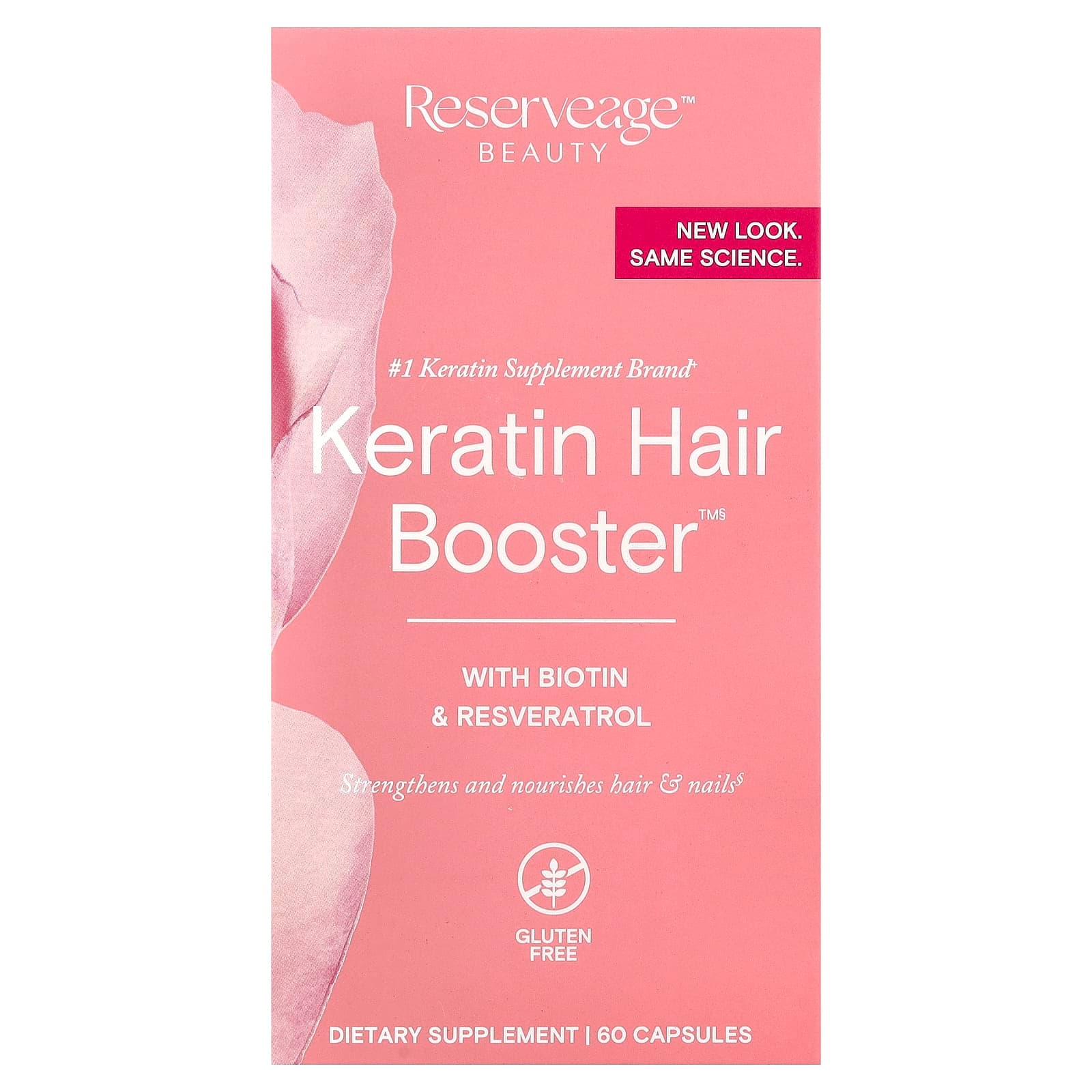 Reserveage Beauty Keratin Hair Booster with Biotin & Resveratrol – 60 gélules de Reserveage Beauty