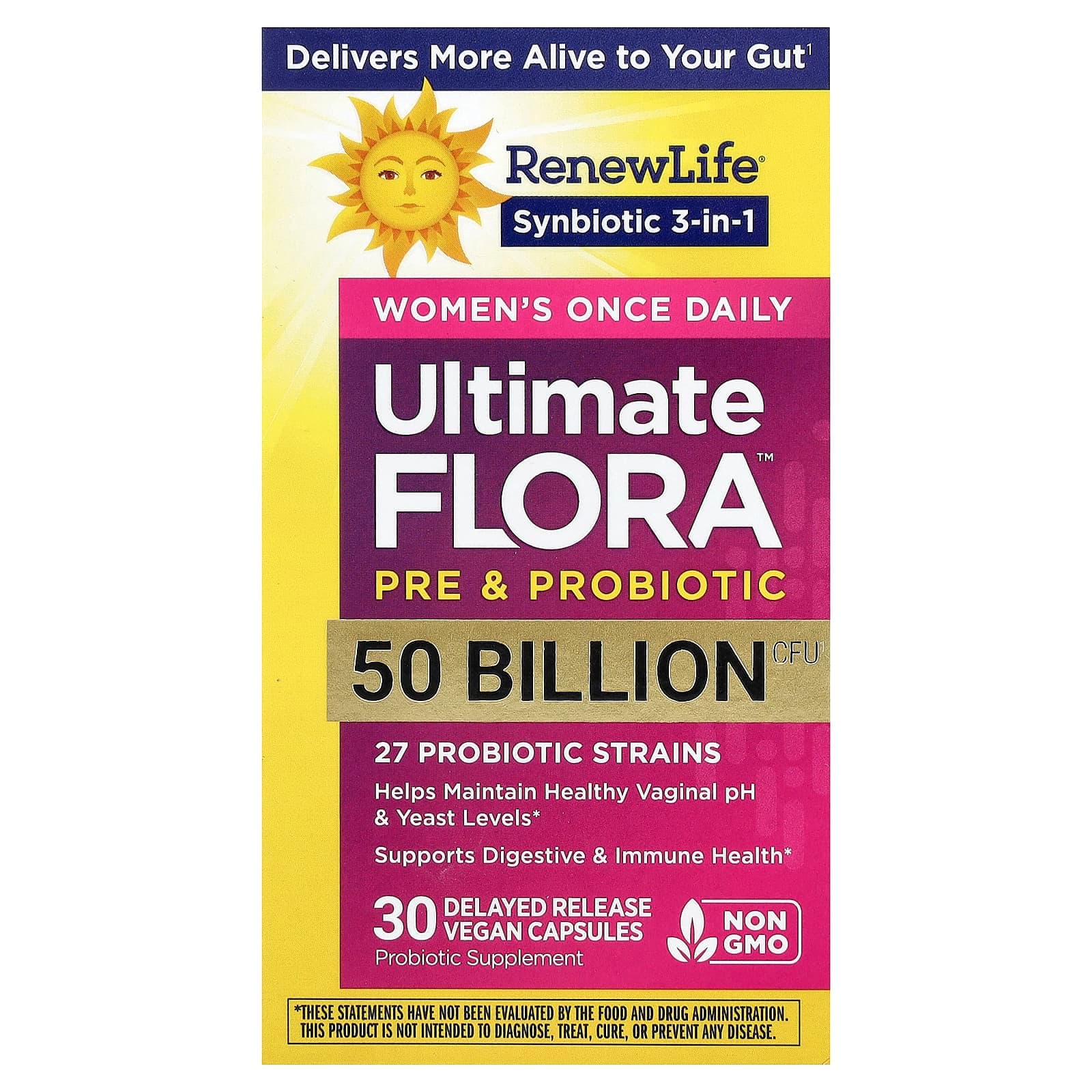 Renew Life Women's Once Daily, Ultimate Flora Pre & Probiotic, 30 Delayed Release Vegan Capsules de Renew Life