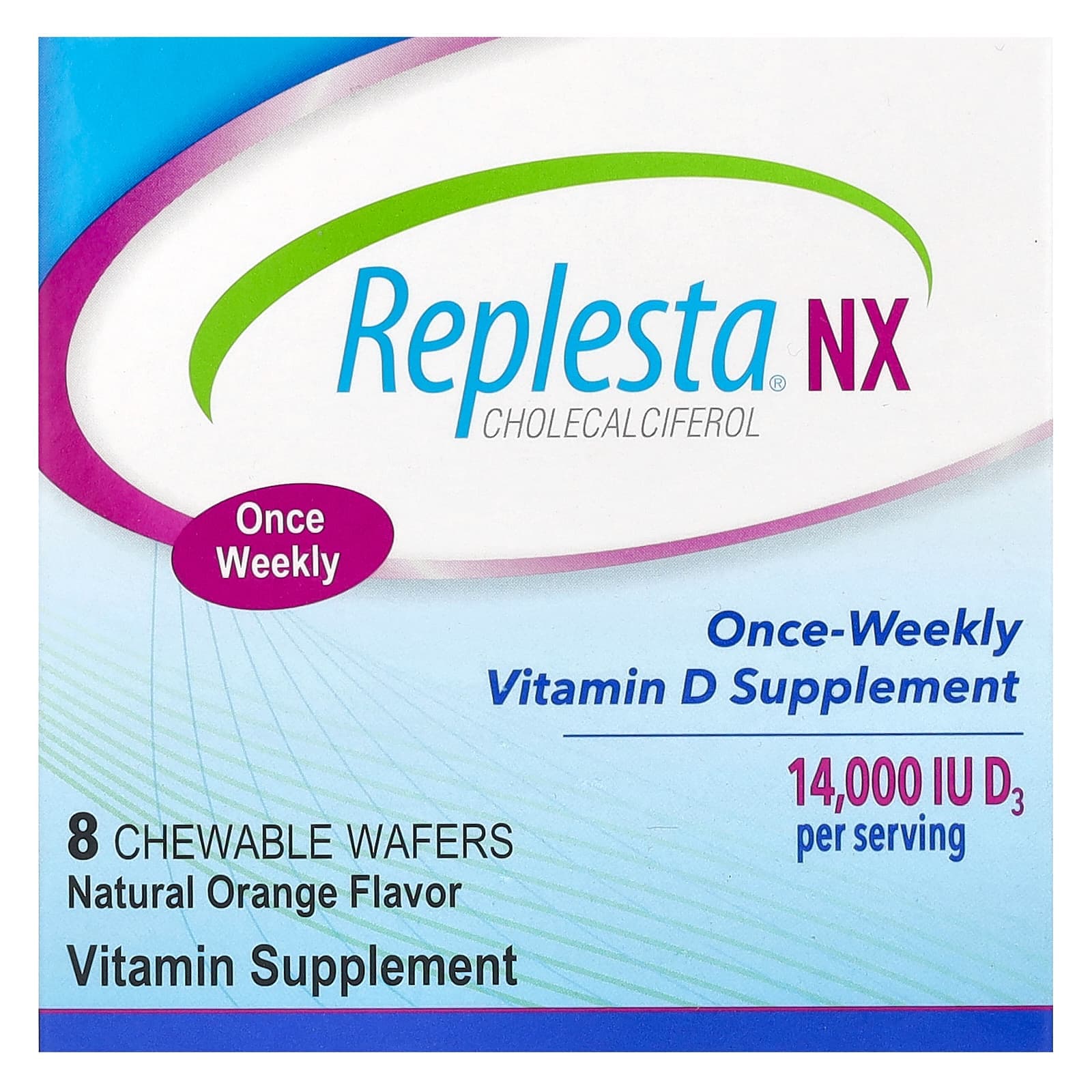 Replesta NX Cholecalciferol, Once-Weekly Vitamin D, 14, 000 IU, 8 Chewable Wafers – Natural Orange de Replesta