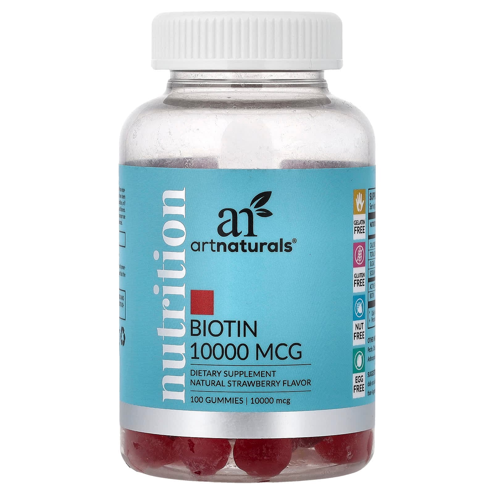 artnaturals Nutrition, Biotin Gummies – Natural Strawberry – 100 gommes de artnaturals